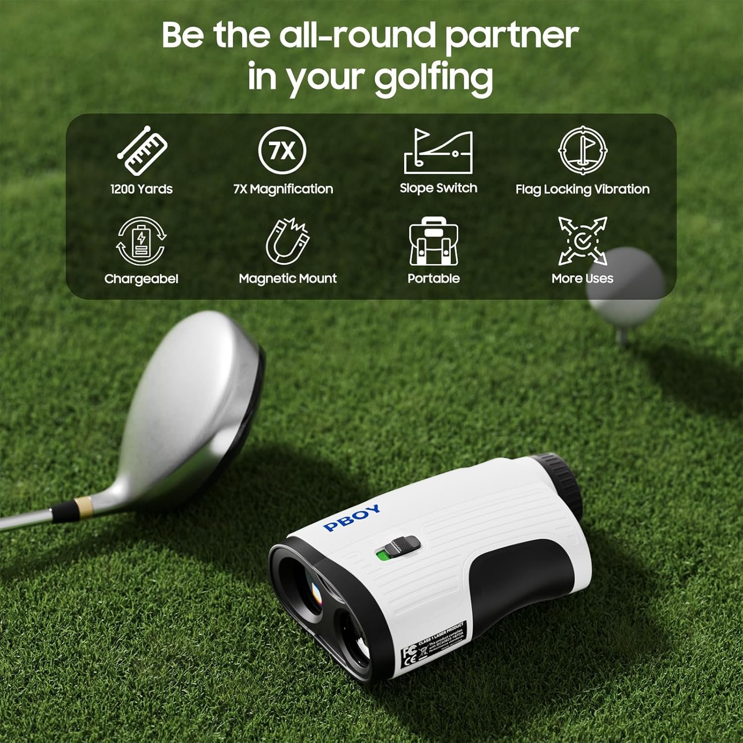 1200 Yards Laser Range Finder Golf, Golf Rangefinder with Slope and Magnet Strip,7X Magnification,Flag Pole Locking Vibration,1000mAh Rechargeable Battery,IP54 Waterproof,Magnetic Belt Clip Attached 2 1200 Yards Laser Range Finder Golf, Golf Rangefinder with Slope and Magnet Strip,7X Magnification,Flag Pole Locking Vibration,1000mAh Rechargeable Battery,IP54 Waterproof,Magnetic Belt Clip Attached - Image 2