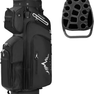 14-Way Golf Cart Bag, Premium Full Length Golf Bag for Men with Magnetic Leather Pocket, Handles and Rain Cover
