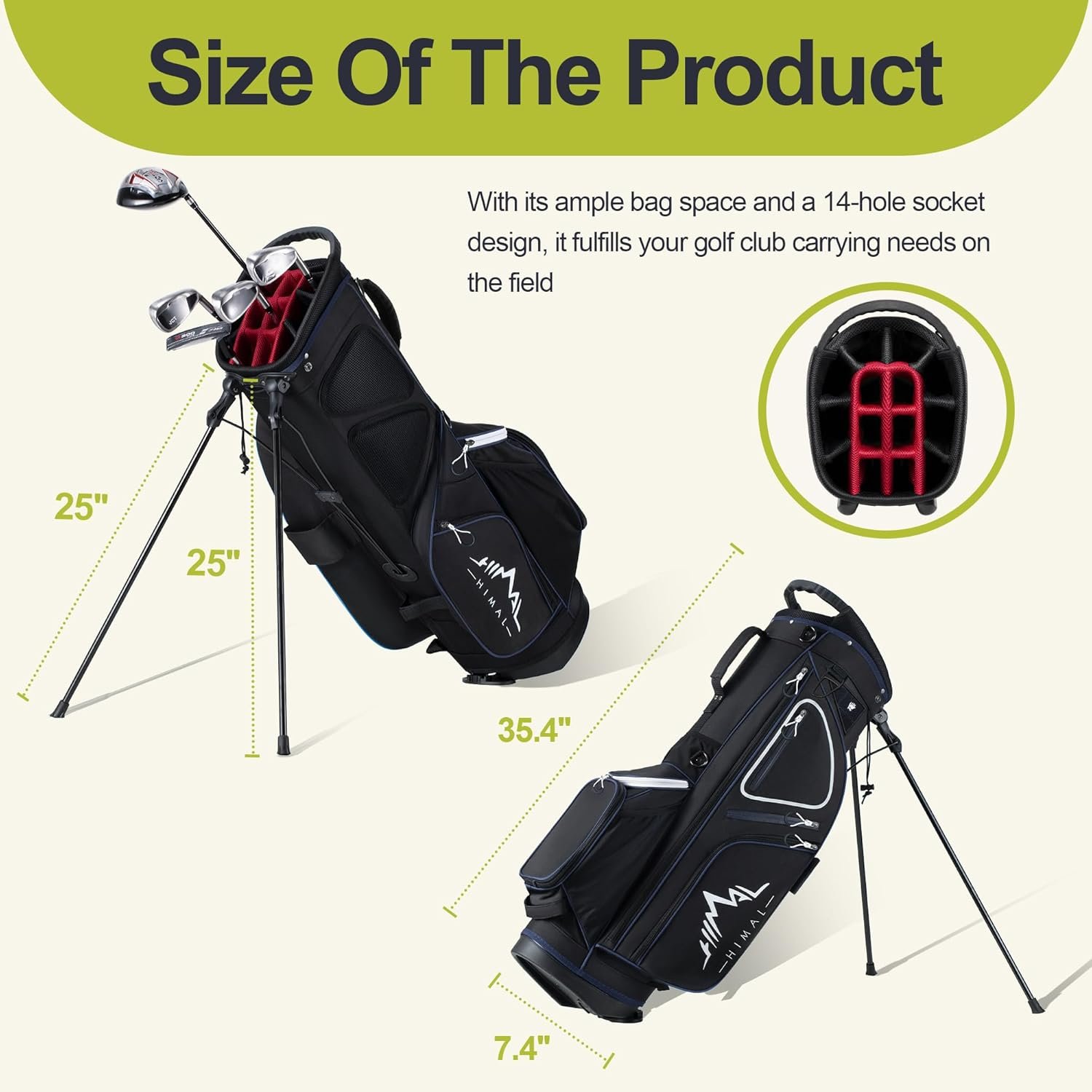 14 Way Golf Stand Bag, Golf Bags for Men with Stand, Top Dividers Ergonomic with 10 Pockets 2 14 Way Golf Stand Bag, Golf Bags for Men with Stand, Top Dividers Ergonomic with 10 Pockets - Image 2