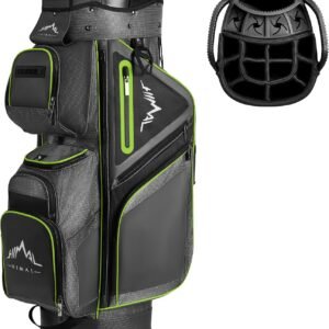 15-Way Golf Cart Bag, Premium Anti-Shake Divider Top Golf Bag with Comfortable Handles, Magnetic Pocket and Rain Cover