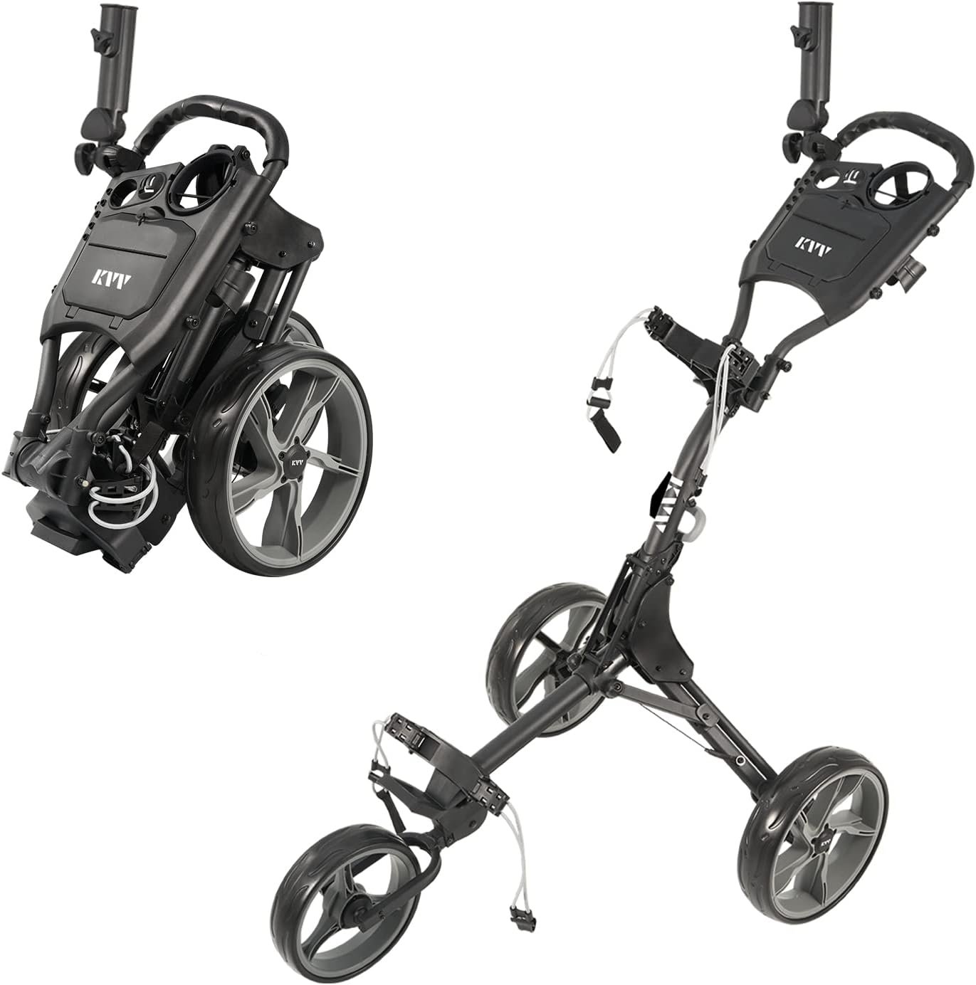 KVV 3 Wheel Golf Push Cart Ultra Lightweight Smallest Folding Size, New-Version Scorecard Holder 3 KVV 3 Wheel Golf Push Cart Ultra Lightweight Smallest Folding Size, New-Version Scorecard Holder - Image 3