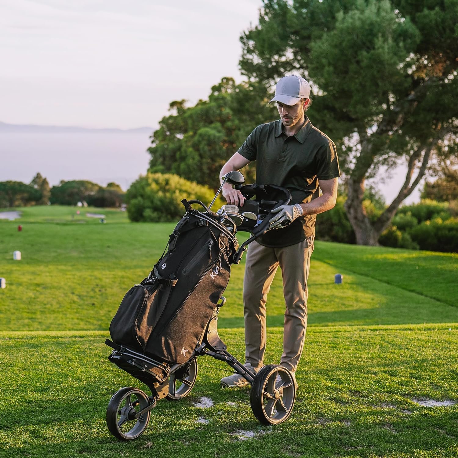KVV 3 Wheel Golf Push Cart Ultra Lightweight Smallest Folding Size, New-Version Scorecard Holder 8 KVV 3 Wheel Golf Push Cart Ultra Lightweight Smallest Folding Size, New-Version Scorecard Holder - Image 8