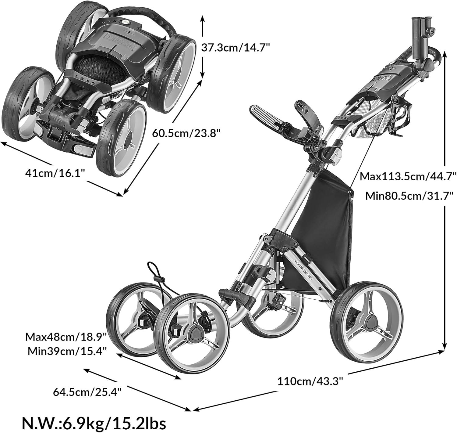CaddyTek Explorer V8 - SuperLite 4 Wheel Golf Push Cart, Explorer Version 8 3 CaddyTek Explorer V8 - SuperLite 4 Wheel Golf Push Cart, Explorer Version 8 - Image 3