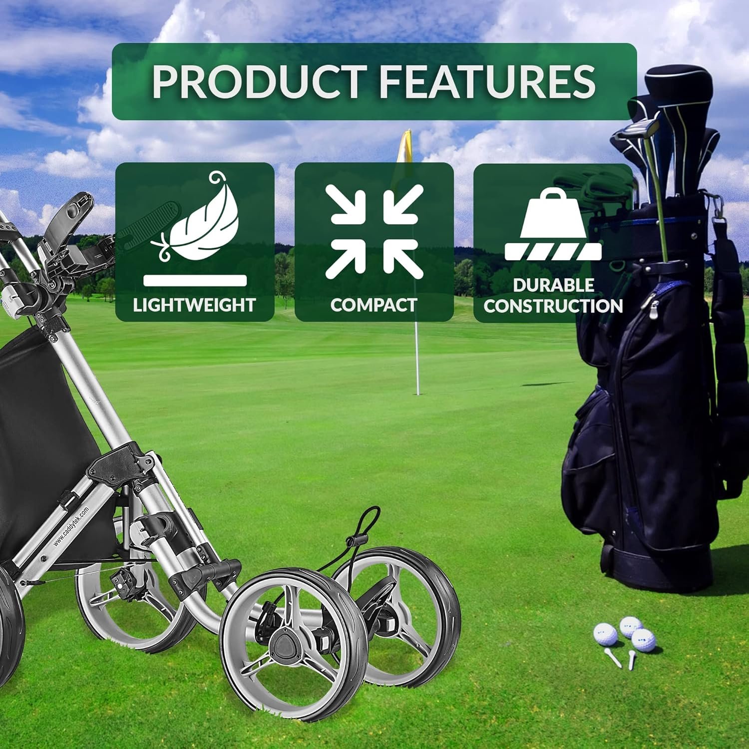 CaddyTek Explorer V8 - SuperLite 4 Wheel Golf Push Cart, Explorer Version 8 4 CaddyTek Explorer V8 - SuperLite 4 Wheel Golf Push Cart, Explorer Version 8 - Image 4