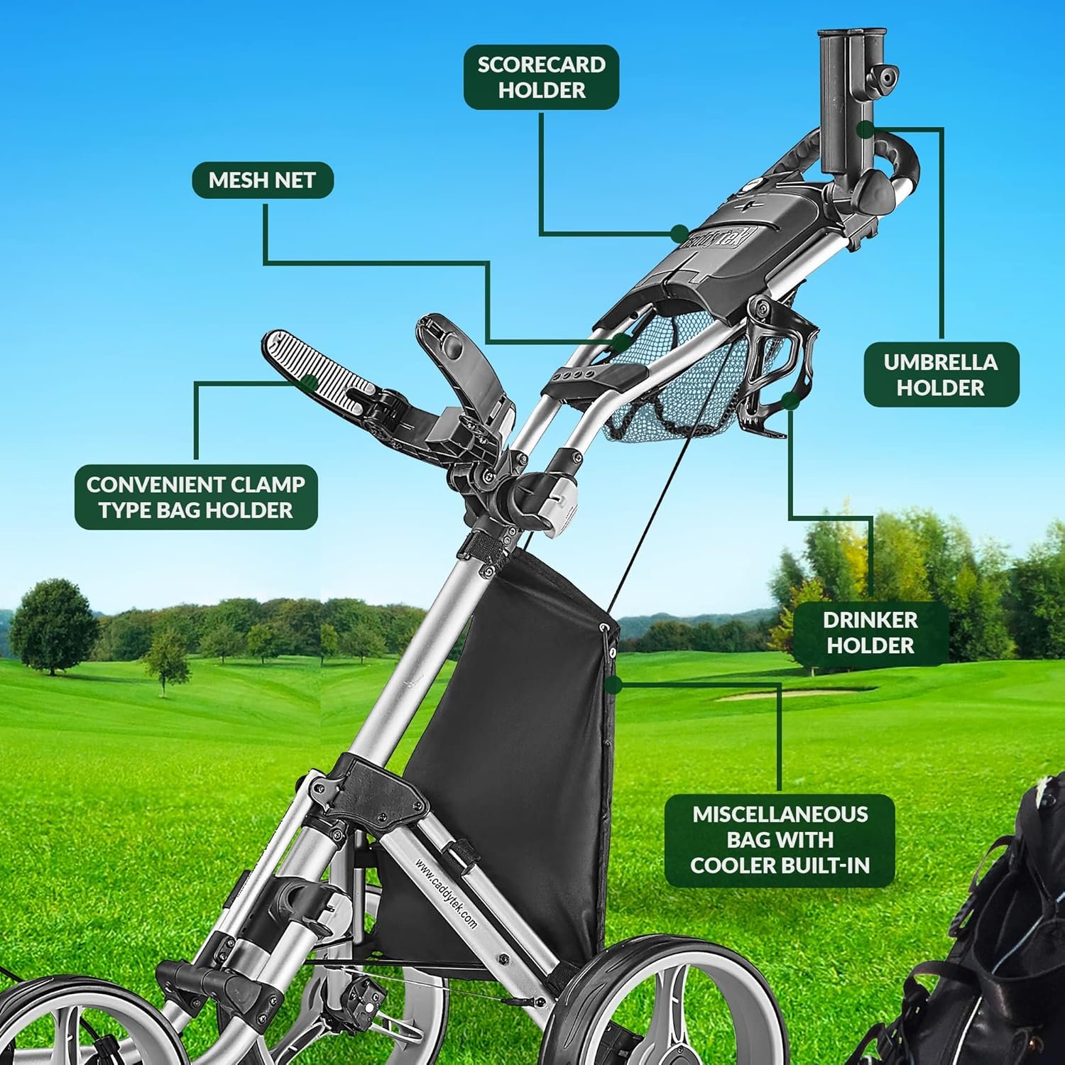 CaddyTek Explorer V8 - SuperLite 4 Wheel Golf Push Cart, Explorer Version 8 6 CaddyTek Explorer V8 - SuperLite 4 Wheel Golf Push Cart, Explorer Version 8 - Image 6