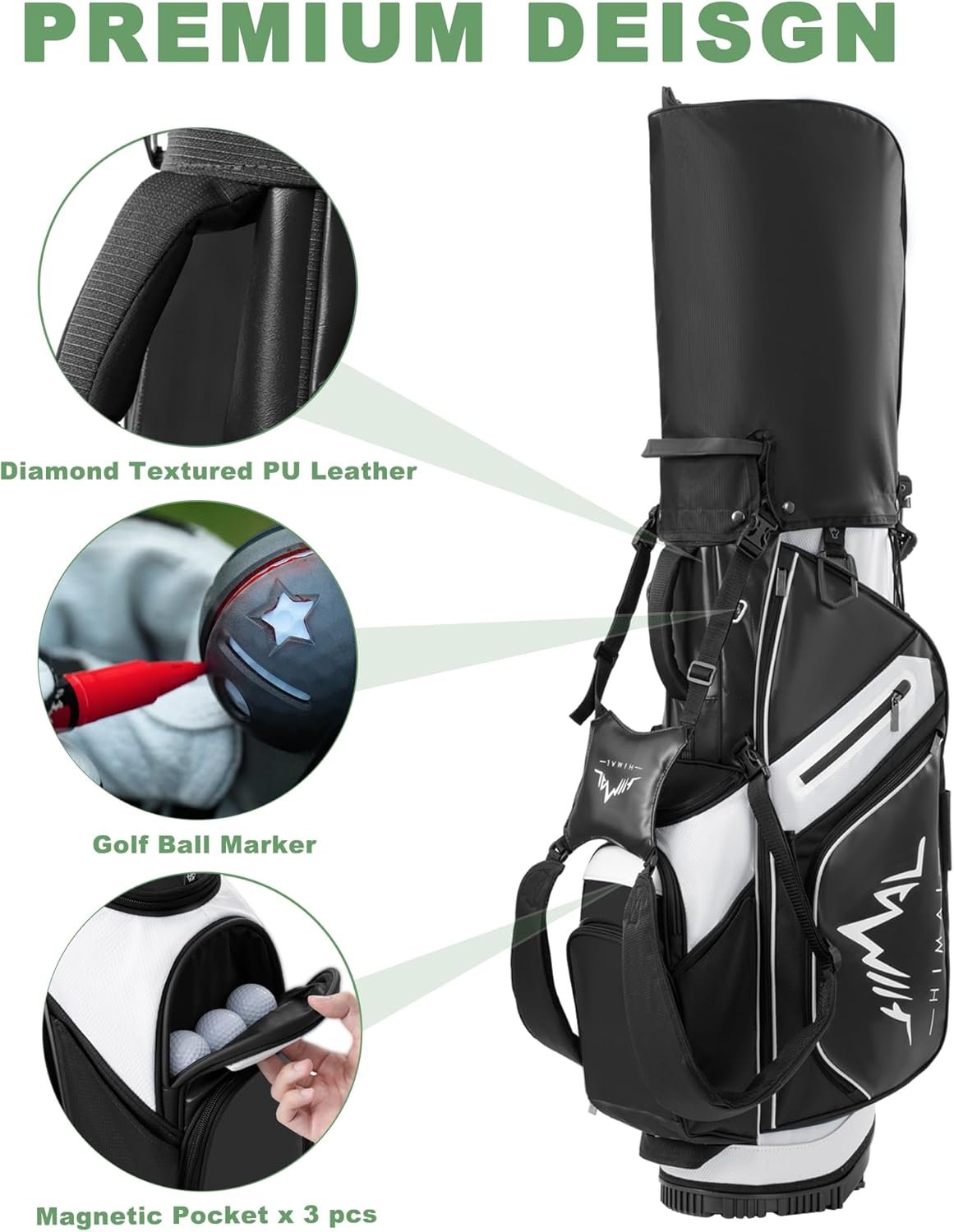 14-Way Golf Stand Bag,Premium Lightweight Golf Bag with Full-Length Dividers, Interchangeable PE-Padded Straps & Stabilizing Kickstand - Plush-Lined Top with Waterproof Cover 4 14-Way Golf Stand Bag,Premium Lightweight Golf Bag with Full-Length Dividers, Interchangeable PE-Padded Straps & Stabilizing Kickstand - Plush-Lined Top with Waterproof Cover - Image 4