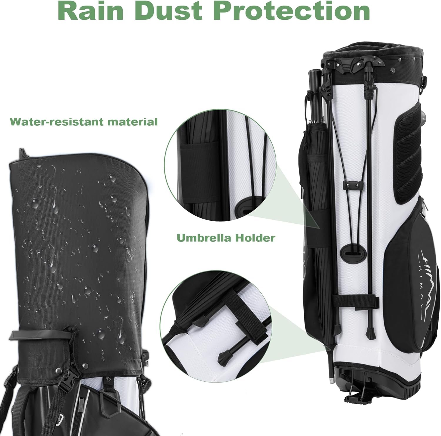 14-Way Golf Stand Bag,Premium Lightweight Golf Bag with Full-Length Dividers, Interchangeable PE-Padded Straps & Stabilizing Kickstand - Plush-Lined Top with Waterproof Cover 6 14-Way Golf Stand Bag,Premium Lightweight Golf Bag with Full-Length Dividers, Interchangeable PE-Padded Straps & Stabilizing Kickstand - Plush-Lined Top with Waterproof Cover - Image 6
