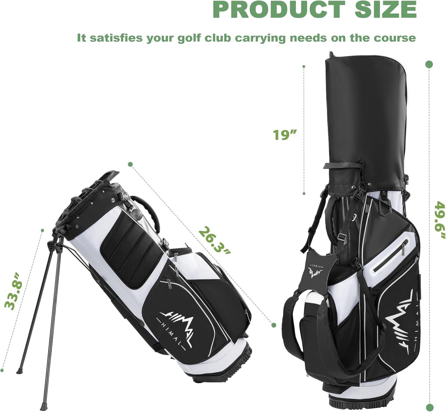 14-Way Golf Stand Bag,Premium Lightweight Golf Bag with Full-Length Dividers, Interchangeable PE-Padded Straps & Stabilizing Kickstand - Plush-Lined Top with Waterproof Cover 7 14-Way Golf Stand Bag,Premium Lightweight Golf Bag with Full-Length Dividers, Interchangeable PE-Padded Straps & Stabilizing Kickstand - Plush-Lined Top with Waterproof Cover - Image 7