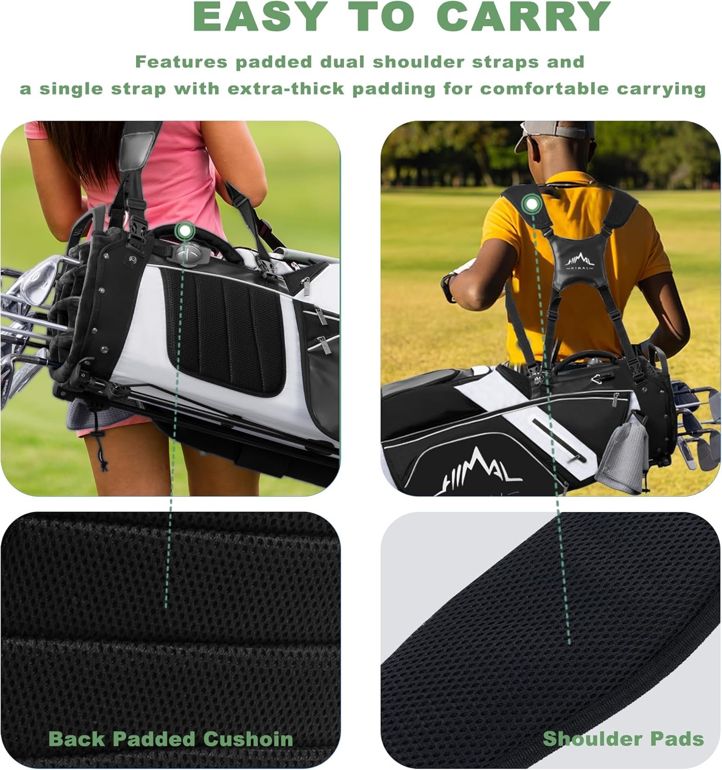 14-Way Golf Stand Bag,Premium Lightweight Golf Bag with Full-Length Dividers, Interchangeable PE-Padded Straps & Stabilizing Kickstand - Plush-Lined Top with Waterproof Cover 8 14-Way Golf Stand Bag,Premium Lightweight Golf Bag with Full-Length Dividers, Interchangeable PE-Padded Straps & Stabilizing Kickstand - Plush-Lined Top with Waterproof Cover - Image 8