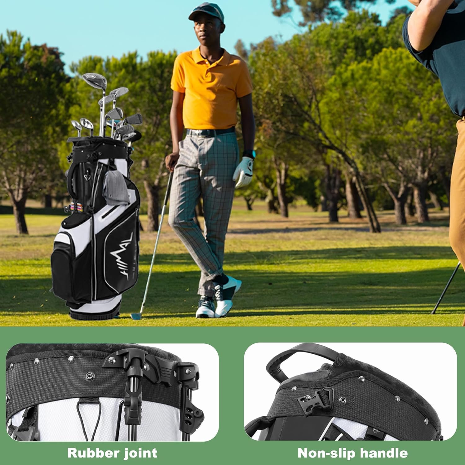 14-Way Golf Stand Bag,Premium Lightweight Golf Bag with Full-Length Dividers, Interchangeable PE-Padded Straps & Stabilizing Kickstand - Plush-Lined Top with Waterproof Cover 9 14-Way Golf Stand Bag,Premium Lightweight Golf Bag with Full-Length Dividers, Interchangeable PE-Padded Straps & Stabilizing Kickstand - Plush-Lined Top with Waterproof Cover - Image 9
