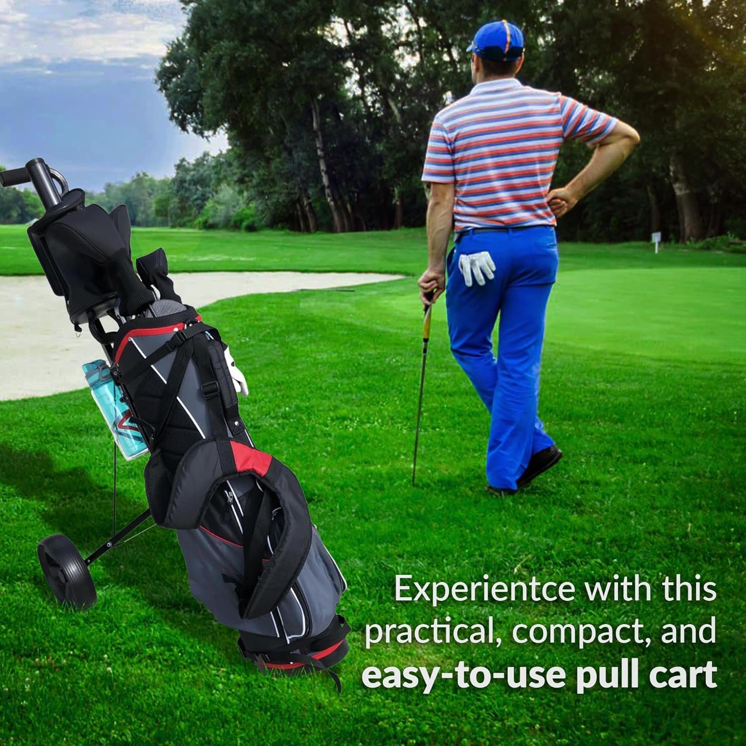 CaddyTek Deluxe Lightweight 2-Wheel Golf Pull Cart – Foldable Compact Trolley with Aluminum Frame, EVA Wheels, Mesh Storage, Ergonomic Handle & Drink Holder 6 CaddyTek Deluxe Lightweight 2-Wheel Golf Pull Cart – Foldable Compact Trolley with Aluminum Frame, EVA Wheels, Mesh Storage, Ergonomic Handle & Drink Holder - Image 6