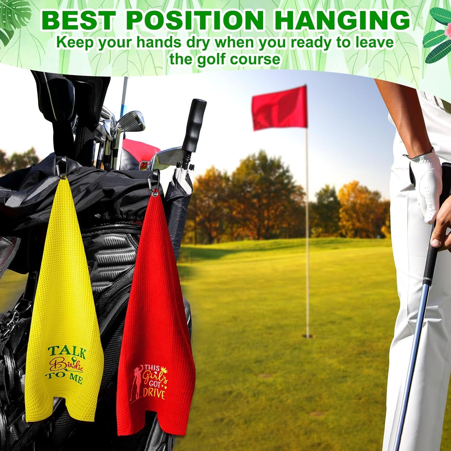 9 Pcs Golf Towel Bulk 24 x 16 Inches Microfiber Waffle Towel with Clip Tri Fold Portable Rag Accessories for Golf Bag Mini Tournament Club Yoga Fitness Remove Sand Mud Dirt Sweat(Classic) 3 9 Pcs Golf Towel Bulk 24 x 16 Inches Microfiber Waffle Towel with Clip Tri Fold Portable Rag Accessories for Golf Bag Mini Tournament Club Yoga Fitness Remove Sand Mud Dirt Sweat(Classic) - Image 3