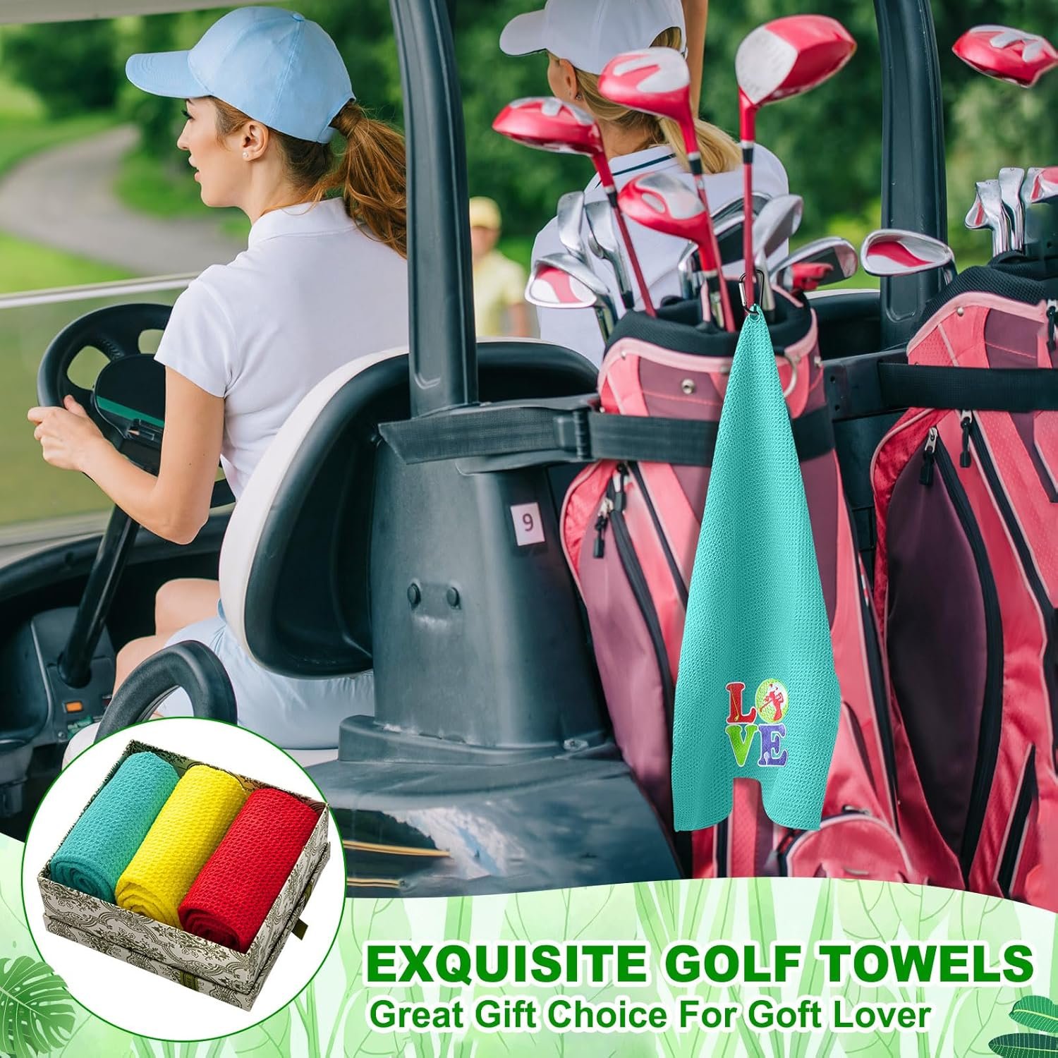 9 Pcs Golf Towel Bulk 24 x 16 Inches Microfiber Waffle Towel with Clip Tri Fold Portable Rag Accessories for Golf Bag Mini Tournament Club Yoga Fitness Remove Sand Mud Dirt Sweat(Classic) 5 9 Pcs Golf Towel Bulk 24 x 16 Inches Microfiber Waffle Towel with Clip Tri Fold Portable Rag Accessories for Golf Bag Mini Tournament Club Yoga Fitness Remove Sand Mud Dirt Sweat(Classic) - Image 5