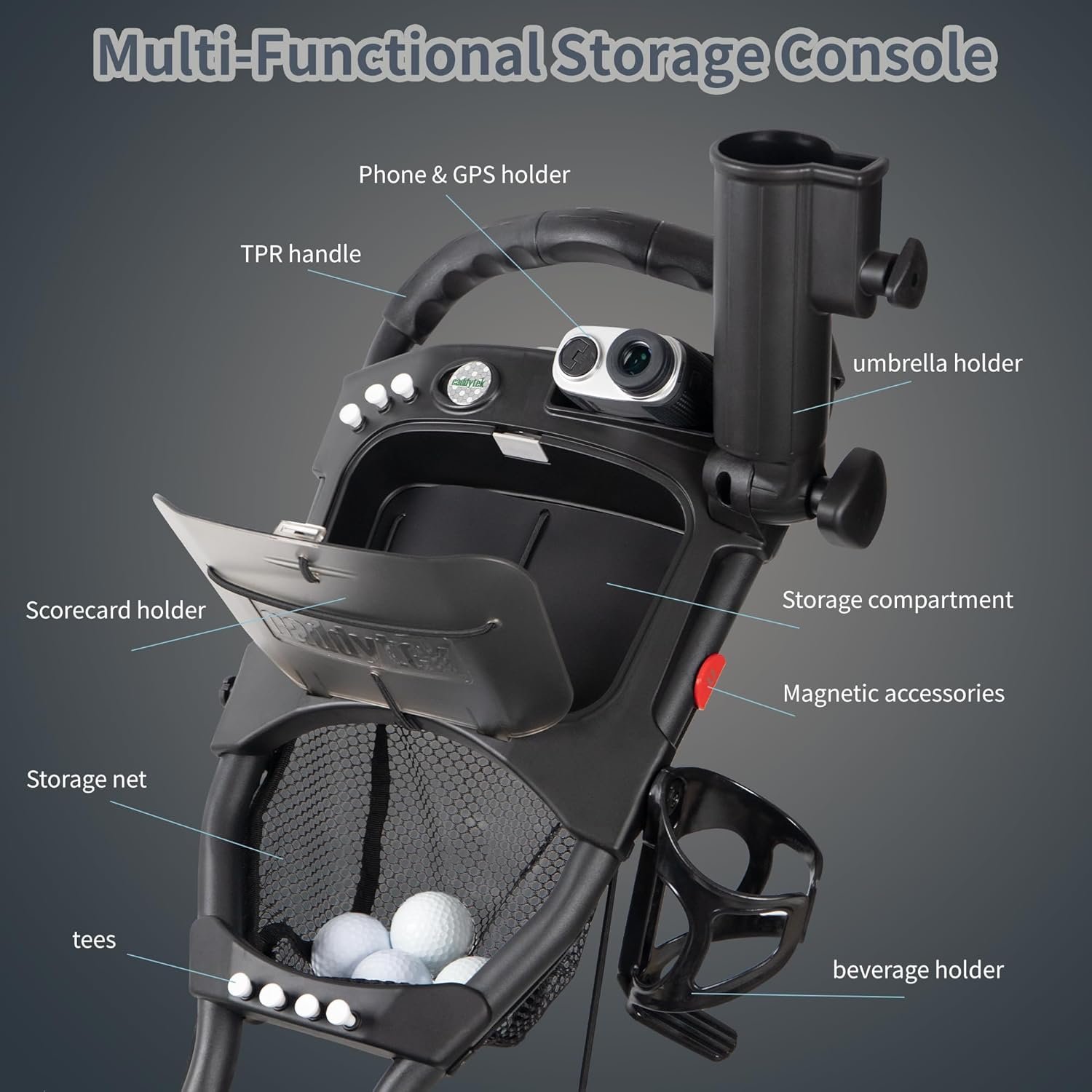 CaddyTek 4 Wheel Golf Push Cart - Caddycruiser One Version 8 1-Click Folding Trolley - Lightweight, Compact Pull Caddy Cart, Easy to Open 3 CaddyTek 4 Wheel Golf Push Cart - Caddycruiser One Version 8 1-Click Folding Trolley - Lightweight, Compact Pull Caddy Cart, Easy to Open - Image 3