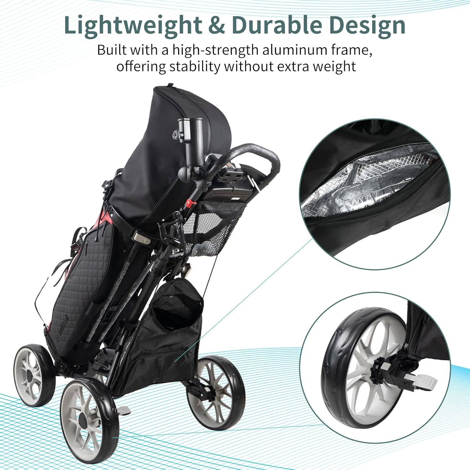 CaddyTek 4 Wheel Golf Push Cart - Caddycruiser One Version 8 1-Click Folding Trolley - Lightweight, Compact Pull Caddy Cart, Easy to Open 6 CaddyTek 4 Wheel Golf Push Cart - Caddycruiser One Version 8 1-Click Folding Trolley - Lightweight, Compact Pull Caddy Cart, Easy to Open - Image 6