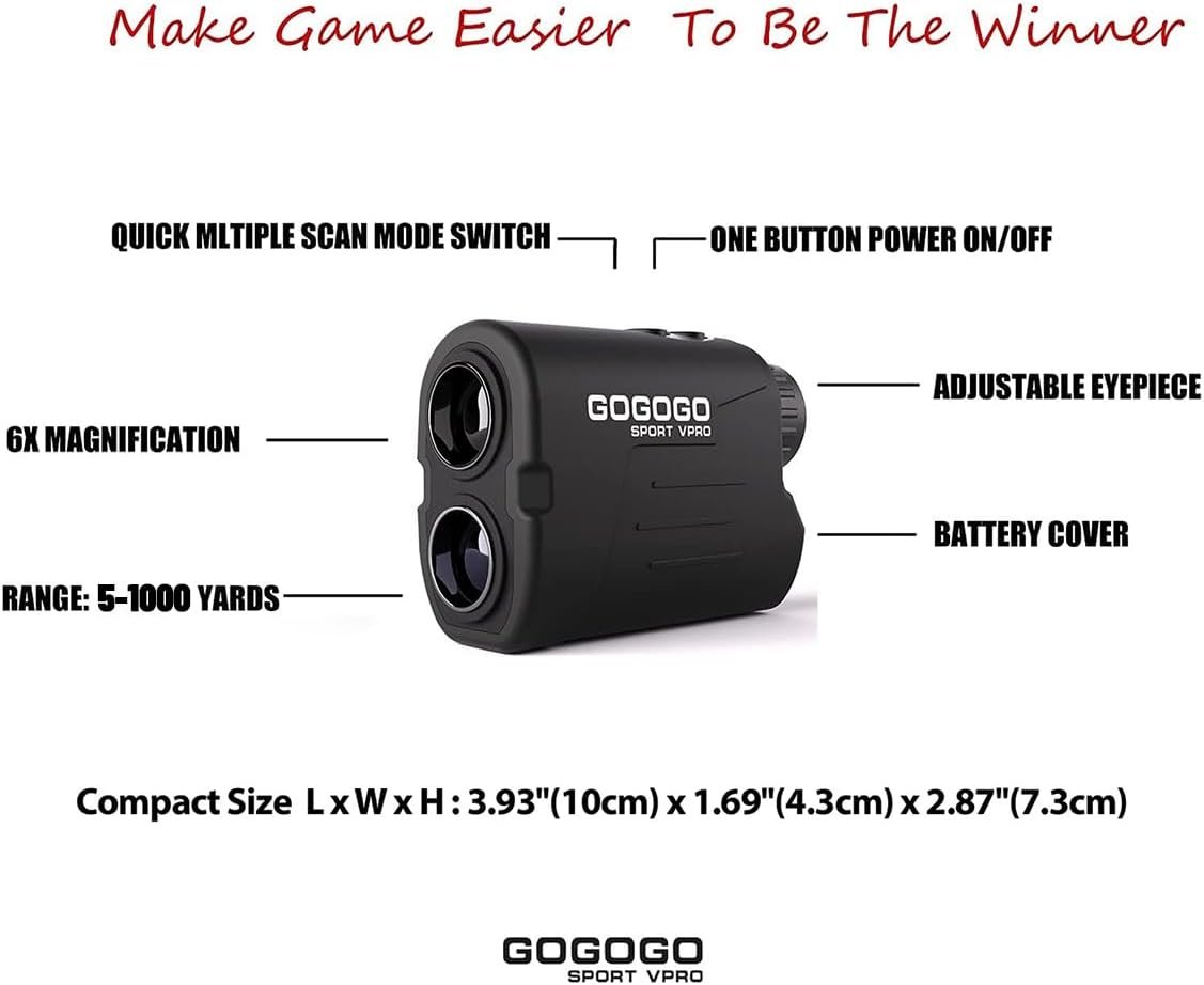 Gogogo Sport Vpro GS03 Laser Golf/Hunting Rangefinder, 1000/1200 Yards Laser Range Finder with 6X Magnification Ultra-Clear View, Lightweight, Slope, Pin-Seeker & Flag-Lock & Vibration 3 Gogogo Sport Vpro GS03 Laser Golf/Hunting Rangefinder, 1000/1200 Yards Laser Range Finder with 6X Magnification Ultra-Clear View, Lightweight, Slope, Pin-Seeker & Flag-Lock & Vibration - Image 3