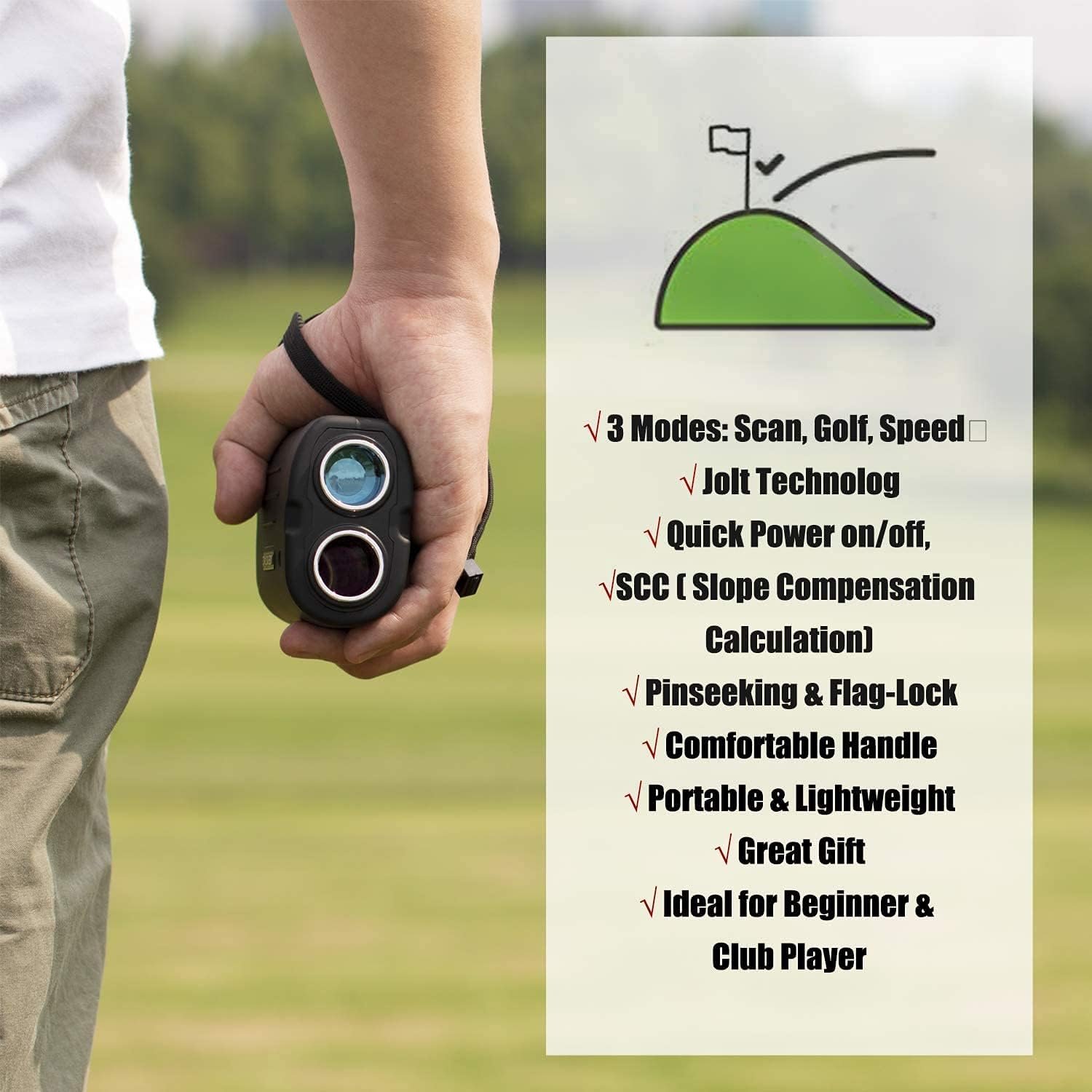 Gogogo Sport Vpro GS03 Laser Golf/Hunting Rangefinder, 1000/1200 Yards Laser Range Finder with 6X Magnification Ultra-Clear View, Lightweight, Slope, Pin-Seeker & Flag-Lock & Vibration 7 Gogogo Sport Vpro GS03 Laser Golf/Hunting Rangefinder, 1000/1200 Yards Laser Range Finder with 6X Magnification Ultra-Clear View, Lightweight, Slope, Pin-Seeker & Flag-Lock & Vibration - Image 7