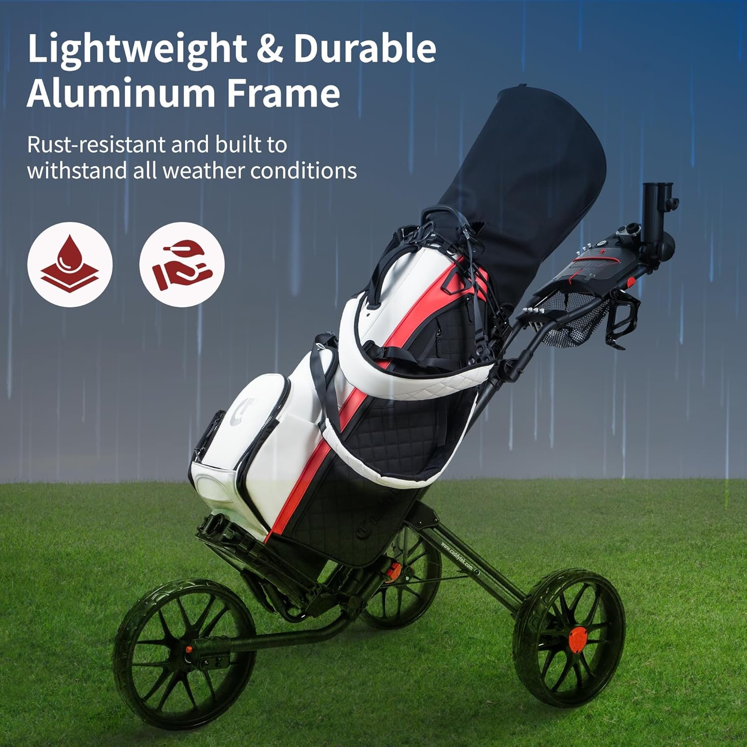 CaddyTek Caddylite 15.3 V2 Golf Push Cart, Deluxe Quad-Fold, Lightweight, 3 Colors 6 CaddyTek Caddylite 15.3 V2 Golf Push Cart, Deluxe Quad-Fold, Lightweight, 3 Colors - Image 6