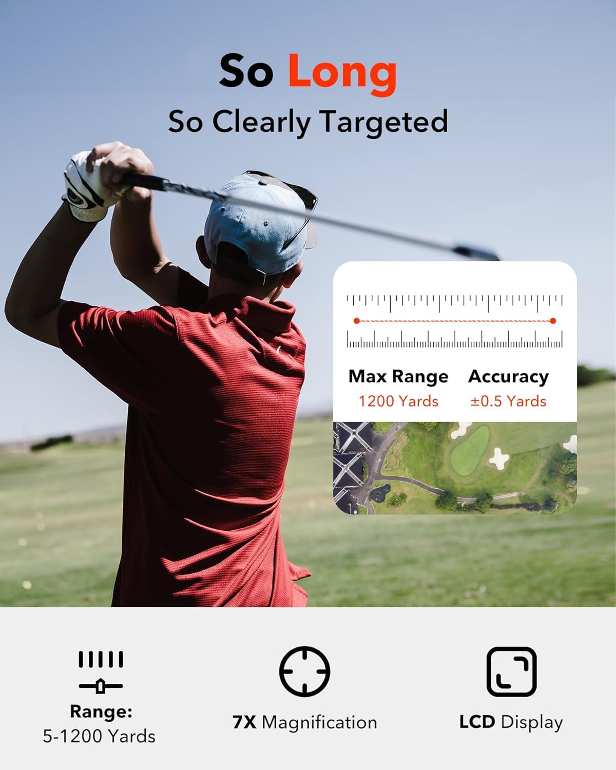 REDTIGER Golf Rangefinder with Slope, 1200 Yards Laser Range Finder Golfing, 7X Magnification, Flag Pole Locking Vibration, Rechargeable Range Finders with Magnet Stripe, GolfVue Series 1 3 REDTIGER Golf Rangefinder with Slope, 1200 Yards Laser Range Finder Golfing, 7X Magnification, Flag Pole Locking Vibration, Rechargeable Range Finders with Magnet Stripe, GolfVue Series 1 - Image 3