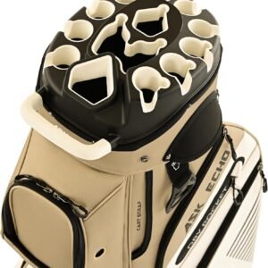 ASK ECHO 2024 T-Lock Golf Cart Bag with 14 Way Organizer Divider Top, Premium Cart Bag with Handles and Rain Cover, for Men