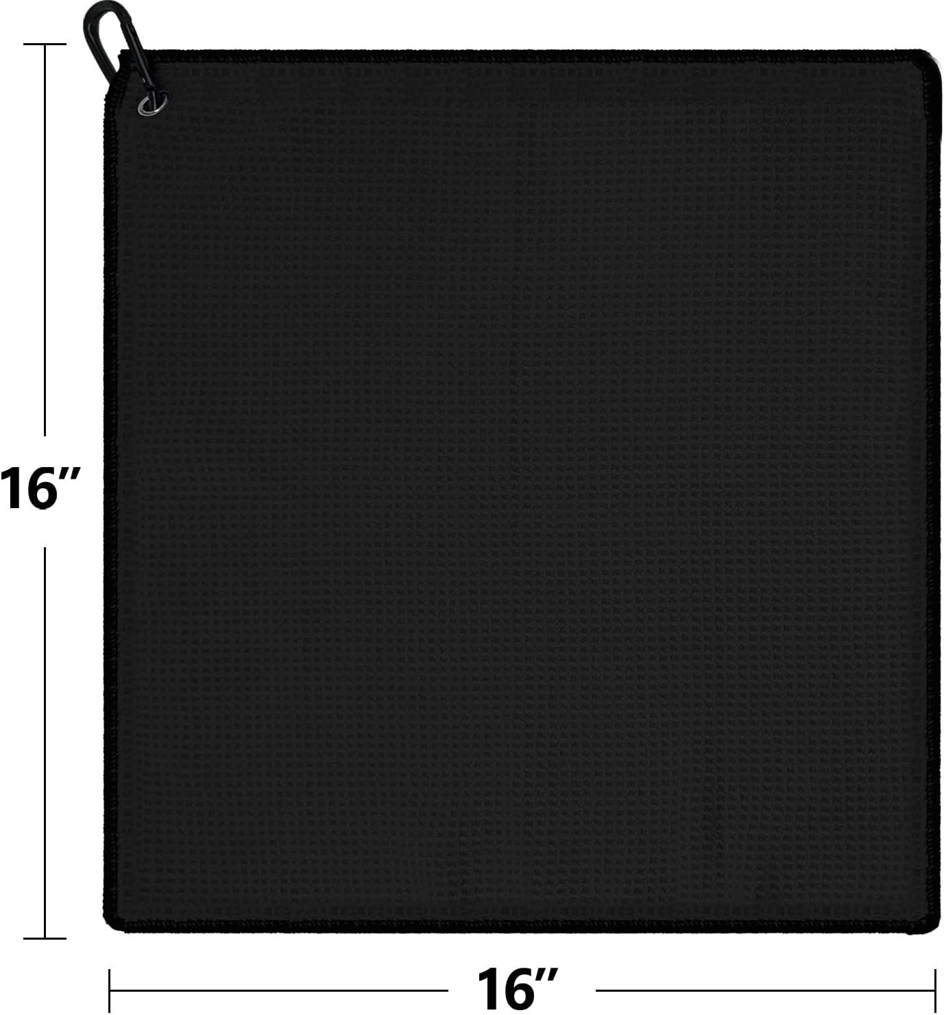 VIVIDLY 3 Pack Golf Towels (16" X 16"), Microfiber Waffle Pattern Golf Towel with Carabiner Clip, Suitable for Men's Golf Gifts (Black/Grey/Blue) 3 VIVIDLY 3 Pack Golf Towels (16" X 16"), Microfiber Waffle Pattern Golf Towel with Carabiner Clip, Suitable for Men's Golf Gifts (Black/Grey/Blue) - Image 3