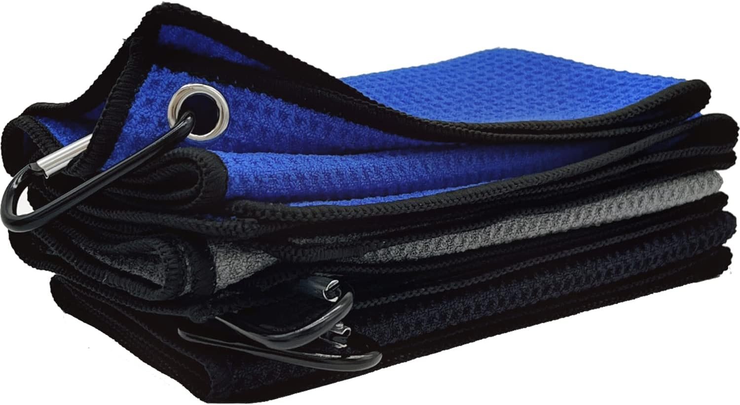 VIVIDLY 3 Pack Golf Towels (16" X 16"), Microfiber Waffle Pattern Golf Towel with Carabiner Clip, Suitable for Men's Golf Gifts (Black/Grey/Blue) 6 VIVIDLY 3 Pack Golf Towels (16" X 16"), Microfiber Waffle Pattern Golf Towel with Carabiner Clip, Suitable for Men's Golf Gifts (Black/Grey/Blue) - Image 6