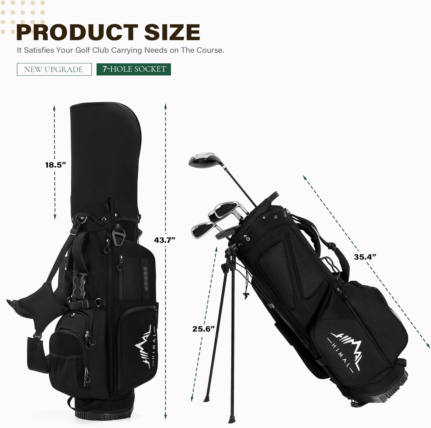 Golf Stand Bag with 7 Way Top Dividers, Lightweight Golf Bags for Men Women with Multiple Pockets, Dual Straps 3 Golf Stand Bag with 7 Way Top Dividers, Lightweight Golf Bags for Men Women with Multiple Pockets, Dual Straps - Image 3