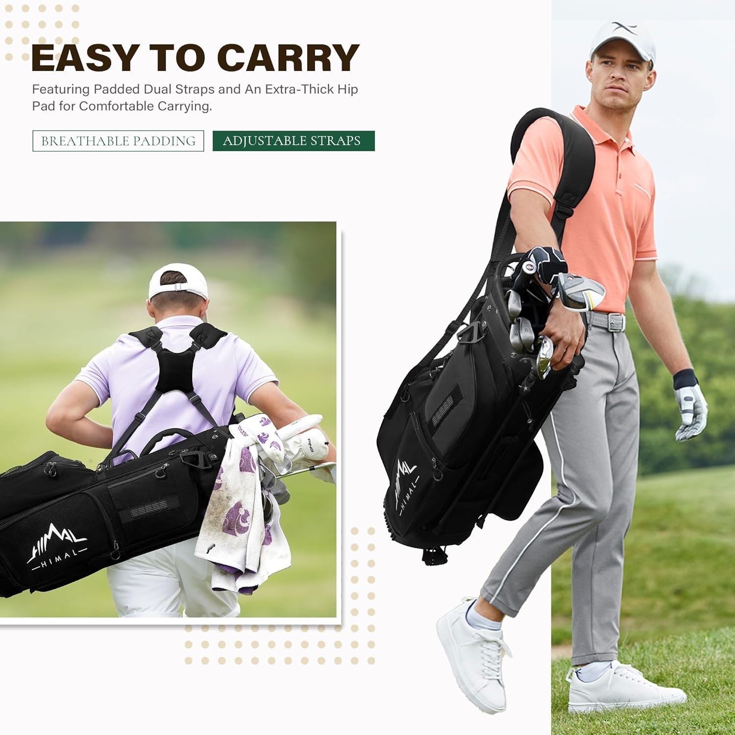 Golf Stand Bag with 7 Way Top Dividers, Lightweight Golf Bags for Men Women with Multiple Pockets, Dual Straps 6 Golf Stand Bag with 7 Way Top Dividers, Lightweight Golf Bags for Men Women with Multiple Pockets, Dual Straps - Image 6
