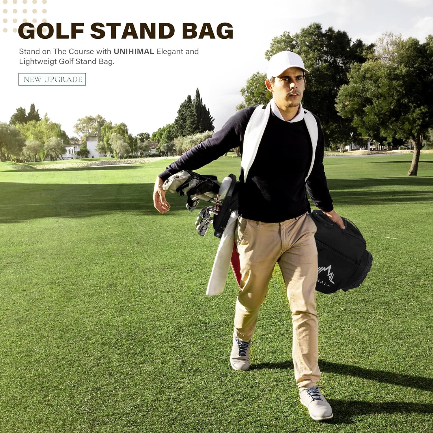 Golf Stand Bag with 7 Way Top Dividers, Lightweight Golf Bags for Men Women with Multiple Pockets, Dual Straps 7 Golf Stand Bag with 7 Way Top Dividers, Lightweight Golf Bags for Men Women with Multiple Pockets, Dual Straps - Image 7