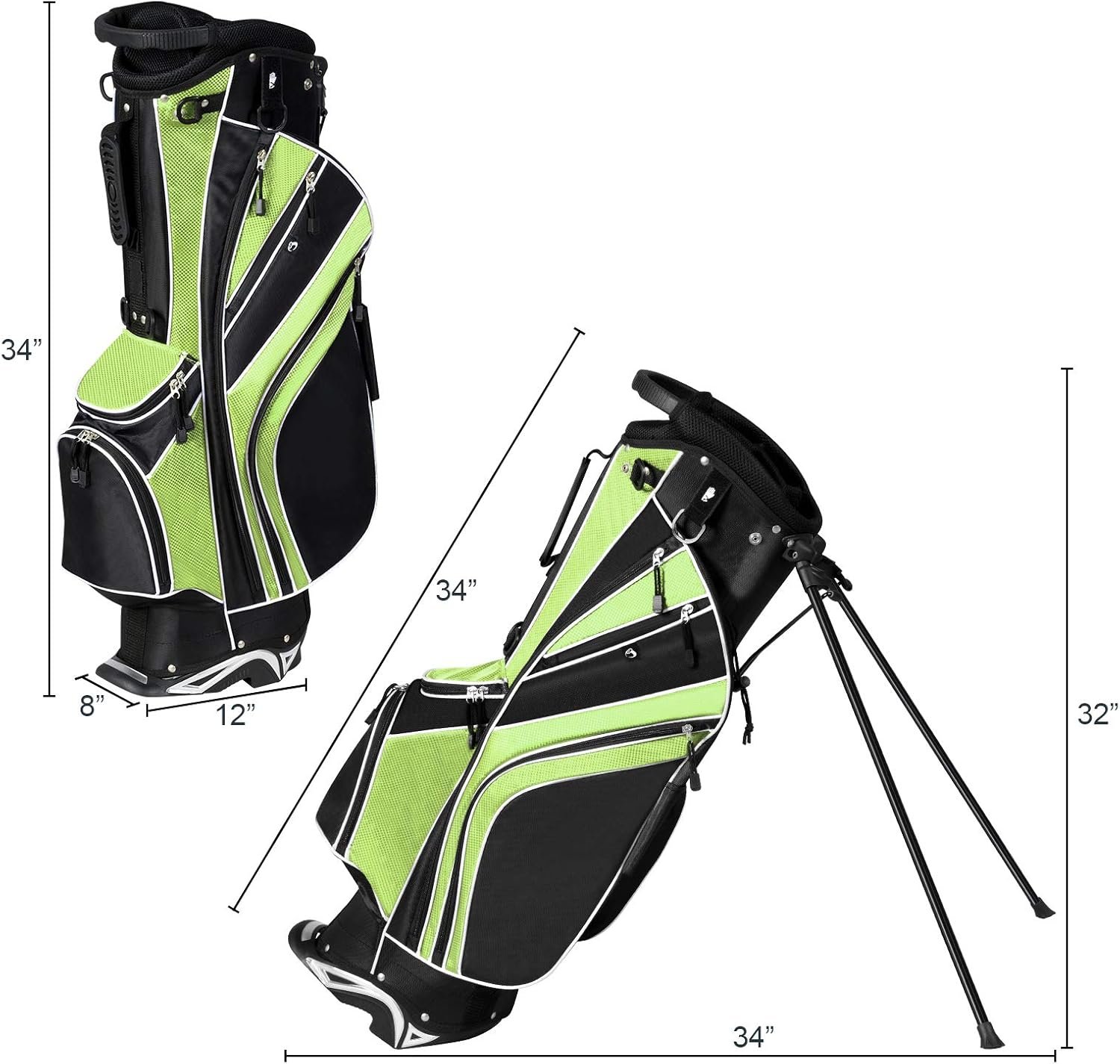Tangkula Golf Stand Bag with 6 Way Top Dividers, Lightweight Golf Bag with Adjustable Dual Strap & 8 Pockets, Waterproof Rain Hood, Portable for Men Women 5 Tangkula Golf Stand Bag with 6 Way Top Dividers, Lightweight Golf Bag with Adjustable Dual Strap & 8 Pockets, Waterproof Rain Hood, Portable for Men Women - Image 5