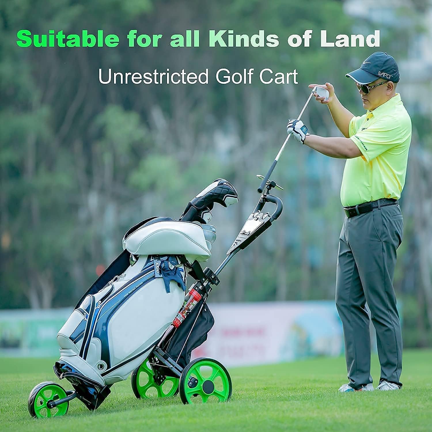 Lakehood Golf Push Cart, Golf Pull Cart for Golf Clubs and Golf Bag, Golf Push Carts Three Wheel Easy to Folding Scorecard Holder with Mobile Phone Holder Storage Bag Golf Carts 6 Lakehood Golf Push Cart, Golf Pull Cart for Golf Clubs and Golf Bag, Golf Push Carts Three Wheel Easy to Folding Scorecard Holder with Mobile Phone Holder Storage Bag Golf Carts - Image 6