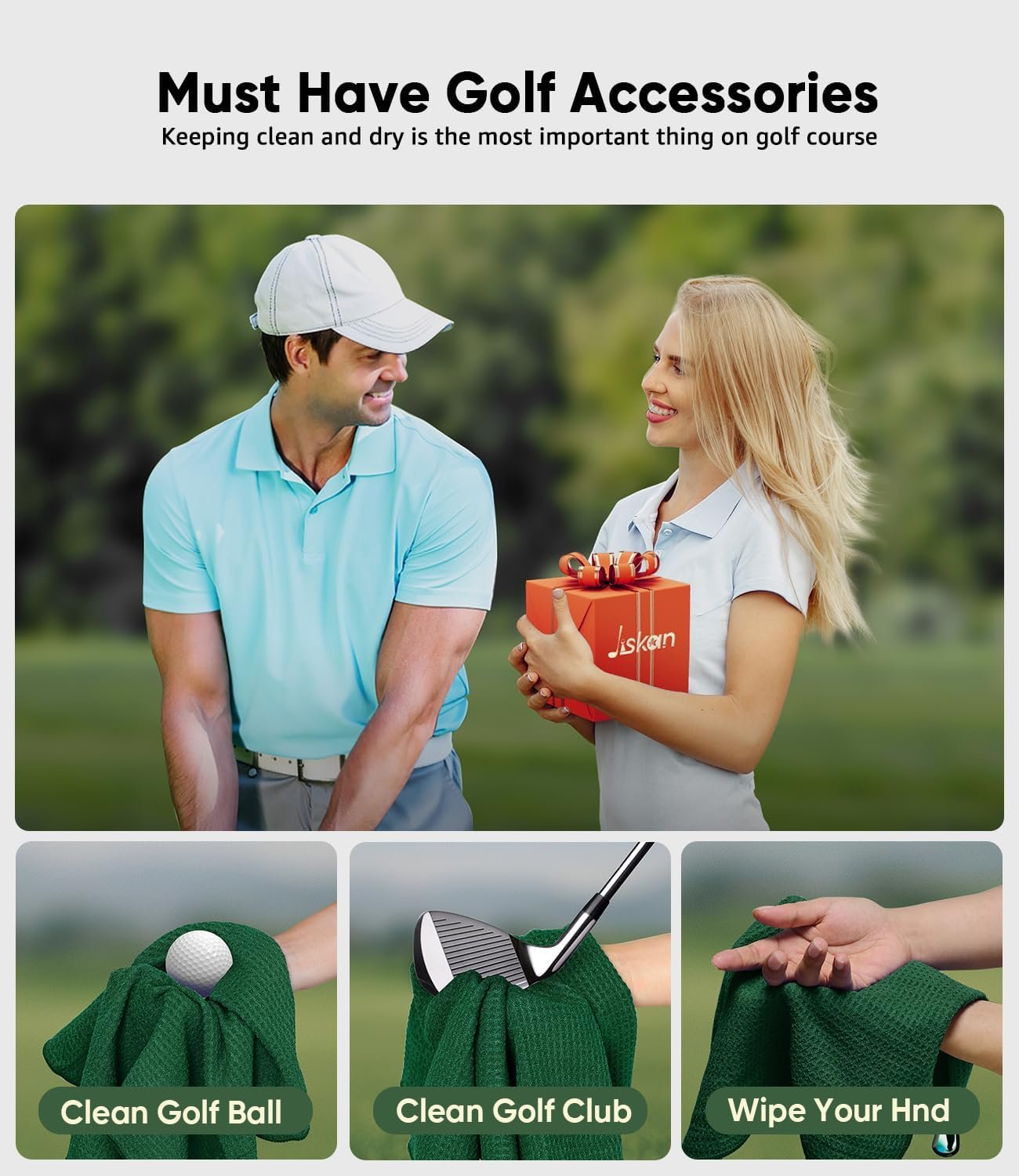 Pro Golf Towel Microfiber Golf Towel for Golf Bags (16" X 16") with Hook, Loop Fastener and Gift Box, Essentials Golf Accessories for Men, Golf Gifts for Men/Women 6 Pro Golf Towel Microfiber Golf Towel for Golf Bags (16" X 16") with Hook, Loop Fastener and Gift Box, Essentials Golf Accessories for Men, Golf Gifts for Men/Women - Image 6