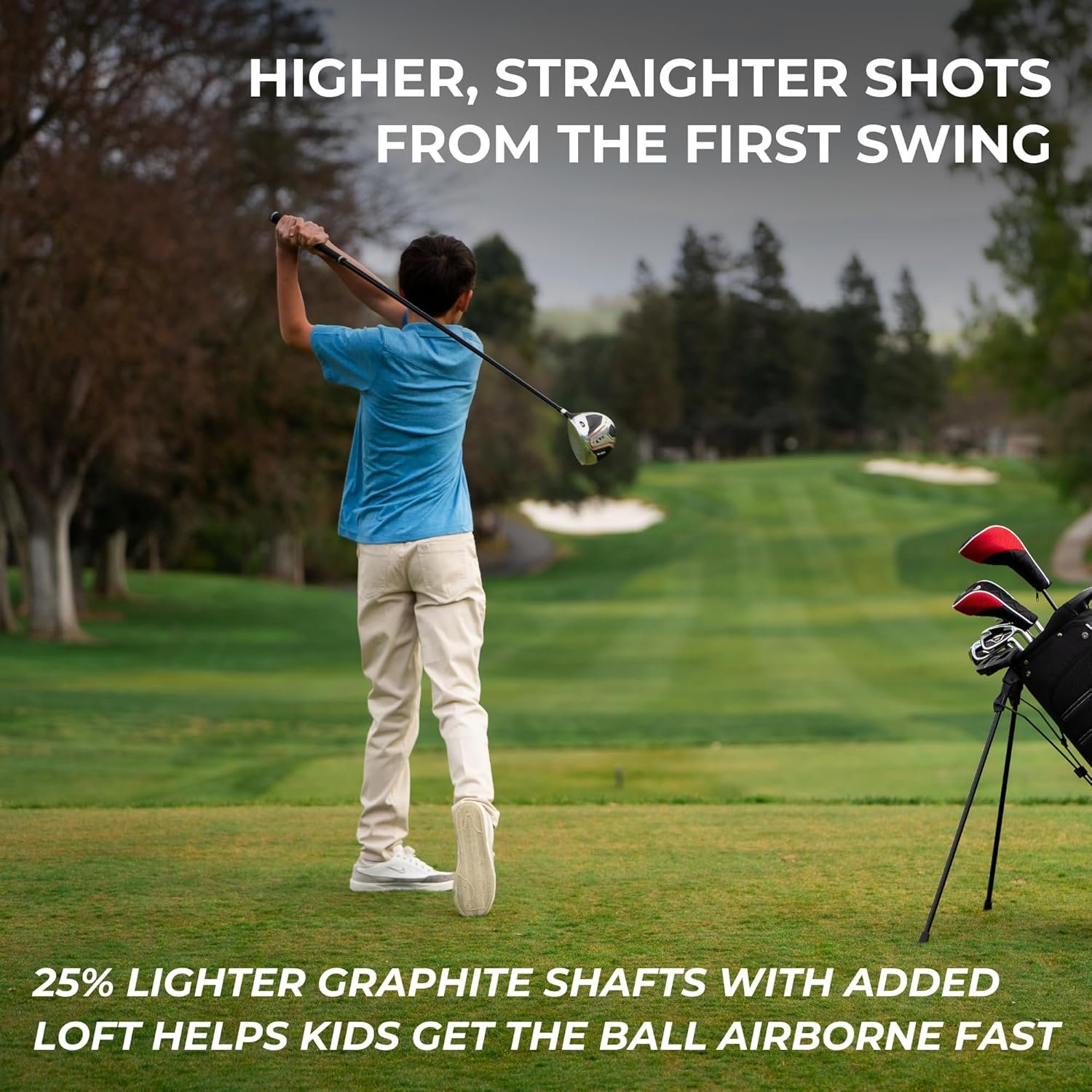 Precise XD-J Junior Golf Clubs Set – Right & Left Hand Options – Kids Golf Clubs for Ages 3-5, 6-8, 9-12 – Lightweight Graphite Shafts, Hybrid Club, Stand Bag – Boys & Girls Golf Set 4 Precise XD-J Junior Golf Clubs Set – Right & Left Hand Options – Kids Golf Clubs for Ages 3-5, 6-8, 9-12 – Lightweight Graphite Shafts, Hybrid Club, Stand Bag – Boys & Girls Golf Set - Image 4