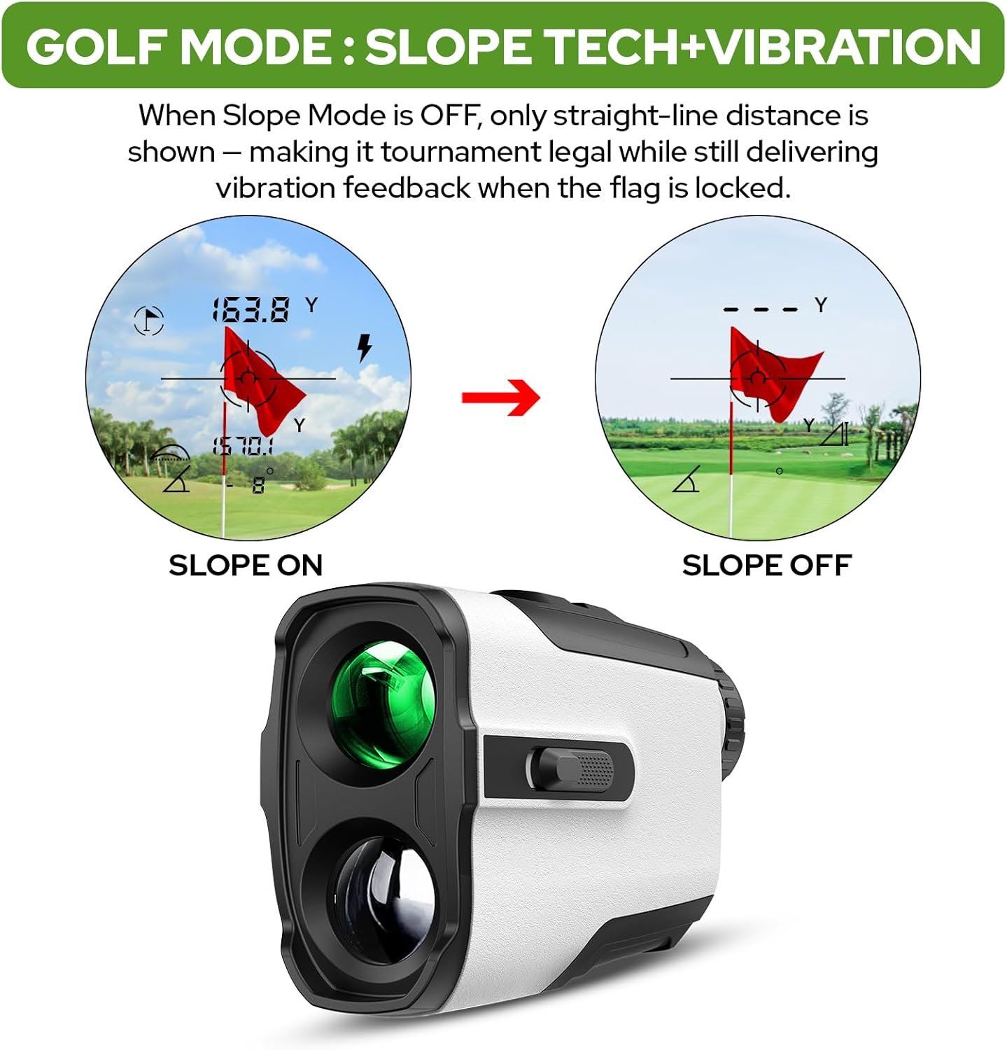 Golf Rangefinder with Slope Switch, 700 Yards Laser Range Finder with Flag Pole Locking Vibration, 6X Magnification and Rechargeable Battery 5 Golf Rangefinder with Slope Switch, 700 Yards Laser Range Finder with Flag Pole Locking Vibration, 6X Magnification and Rechargeable Battery - Image 5