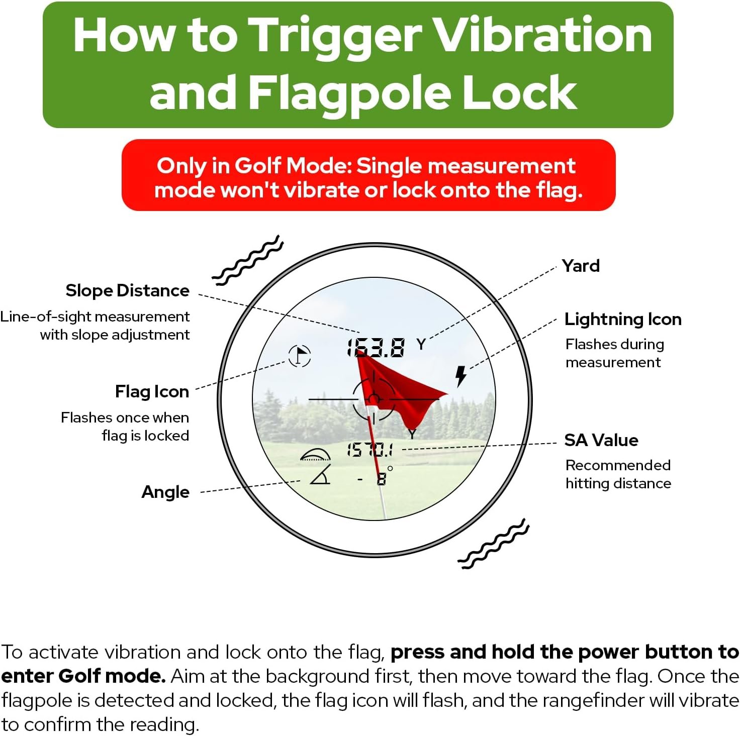 Golf Rangefinder with Slope Switch, 700 Yards Laser Range Finder with Flag Pole Locking Vibration, 6X Magnification and Rechargeable Battery 6 Golf Rangefinder with Slope Switch, 700 Yards Laser Range Finder with Flag Pole Locking Vibration, 6X Magnification and Rechargeable Battery - Image 6
