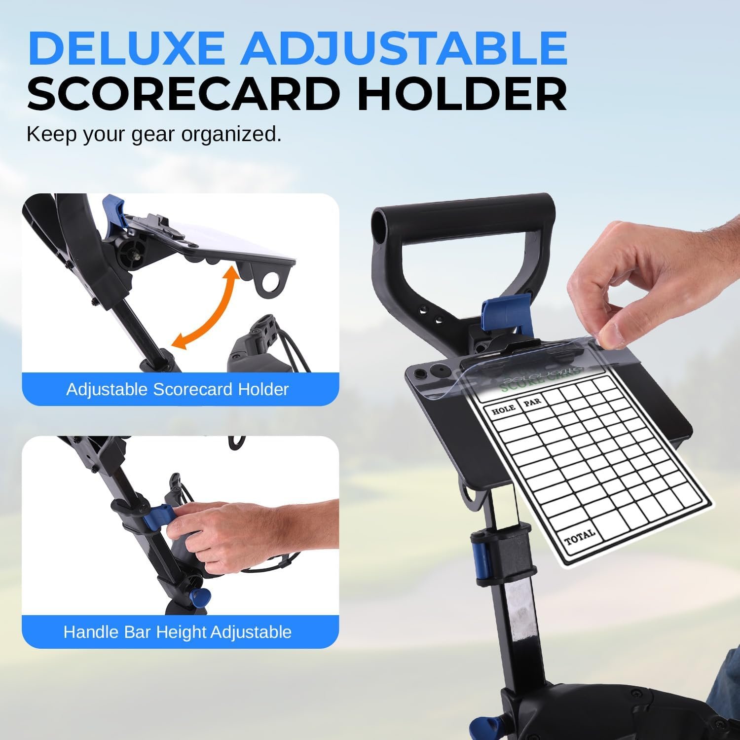 SereneLife 2 Wheel Golf Push Cart – Lightweight, Foldable, Adjustable Handle, Golf Caddy Accessories, Has Scorecard/Cup Holders, Compact for Travel 5 SereneLife 2 Wheel Golf Push Cart – Lightweight, Foldable, Adjustable Handle, Golf Caddy Accessories, Has Scorecard/Cup Holders, Compact for Travel - Image 5