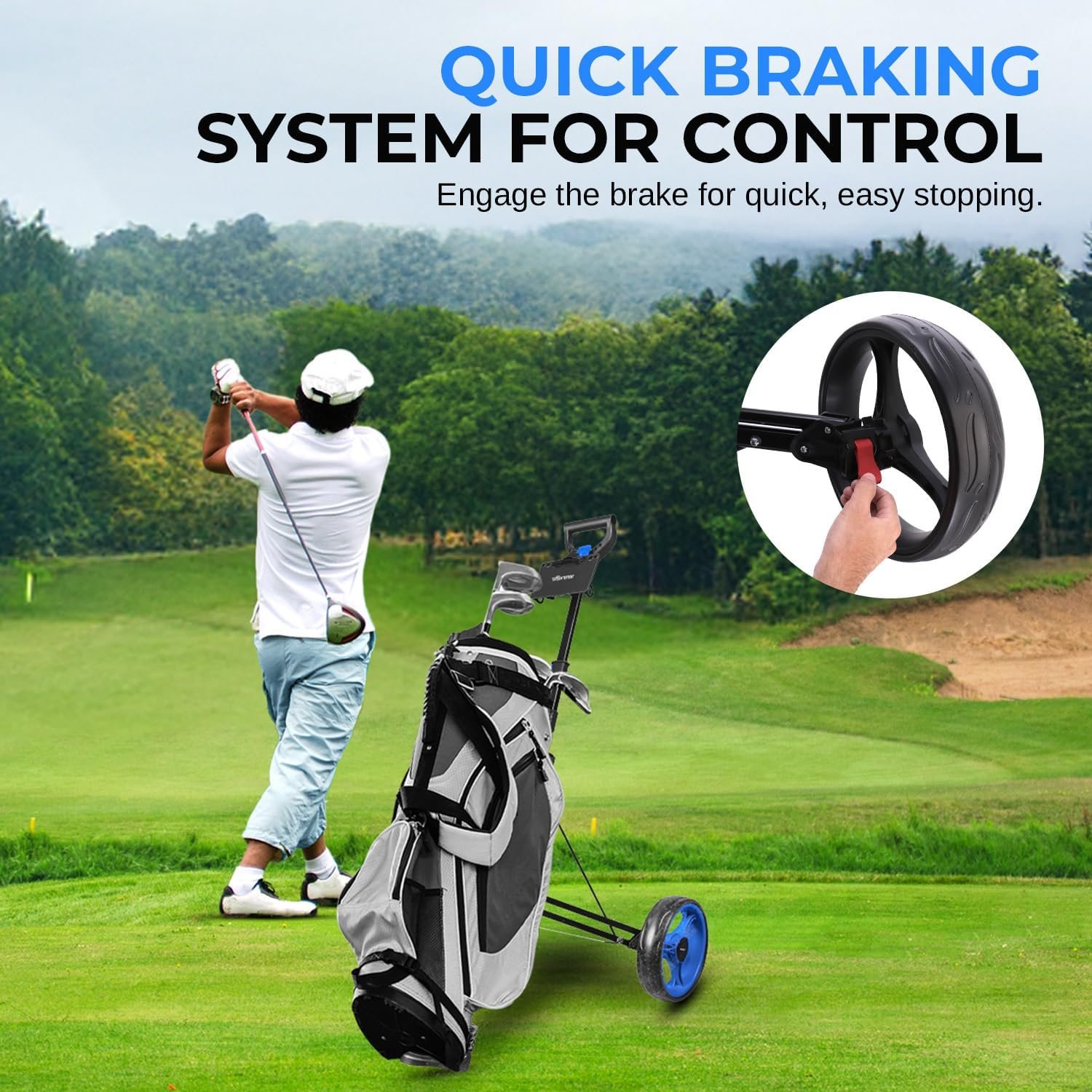 SereneLife 2 Wheel Golf Push Cart – Lightweight, Foldable, Adjustable Handle, Golf Caddy Accessories, Has Scorecard/Cup Holders, Compact for Travel 6 SereneLife 2 Wheel Golf Push Cart – Lightweight, Foldable, Adjustable Handle, Golf Caddy Accessories, Has Scorecard/Cup Holders, Compact for Travel - Image 6