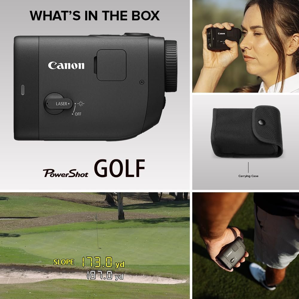 Canon PowerShot Golf Digital Laser Rangefinder, Digital Zoom, Magnify 6X to 12x, Built-in Slope Correction, Photo and Video Camera Capabilities, IPX4 Equivalent Water Resistant, Black 8 Canon PowerShot Golf Digital Laser Rangefinder, Digital Zoom, Magnify 6X to 12x, Built-in Slope Correction, Photo and Video Camera Capabilities, IPX4 Equivalent Water Resistant, Black - Image 8