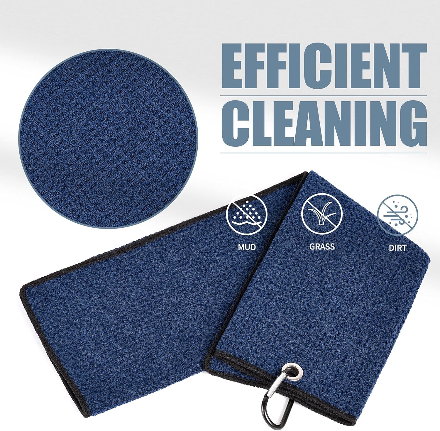 Mile High Life Tri-fold Golf Towel | Premium Microfiber Fabric | Waffle Pattern | with Heavy Duty Carabiner Clip | Golf Towel for Men and Women (NavyGolf Towel) 3 Mile High Life Tri-fold Golf Towel | Premium Microfiber Fabric | Waffle Pattern | with Heavy Duty Carabiner Clip | Golf Towel for Men and Women (NavyGolf Towel) - Image 3