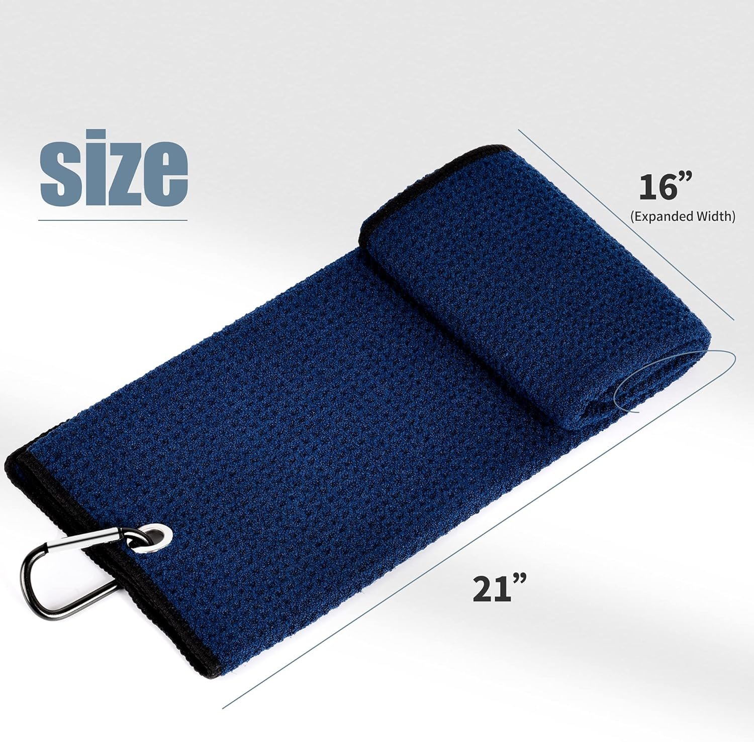 Mile High Life Tri-fold Golf Towel | Premium Microfiber Fabric | Waffle Pattern | with Heavy Duty Carabiner Clip | Golf Towel for Men and Women (NavyGolf Towel) 4 Mile High Life Tri-fold Golf Towel | Premium Microfiber Fabric | Waffle Pattern | with Heavy Duty Carabiner Clip | Golf Towel for Men and Women (NavyGolf Towel) - Image 4