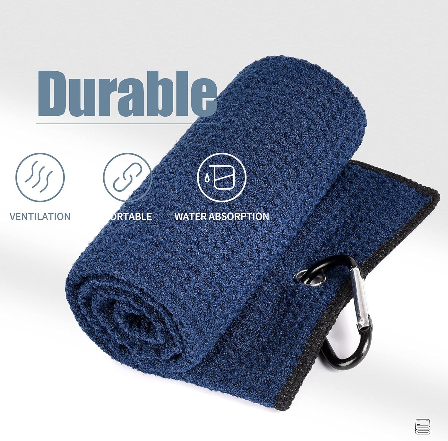 Mile High Life Tri-fold Golf Towel | Premium Microfiber Fabric | Waffle Pattern | with Heavy Duty Carabiner Clip | Golf Towel for Men and Women (NavyGolf Towel) 5 Mile High Life Tri-fold Golf Towel | Premium Microfiber Fabric | Waffle Pattern | with Heavy Duty Carabiner Clip | Golf Towel for Men and Women (NavyGolf Towel) - Image 5