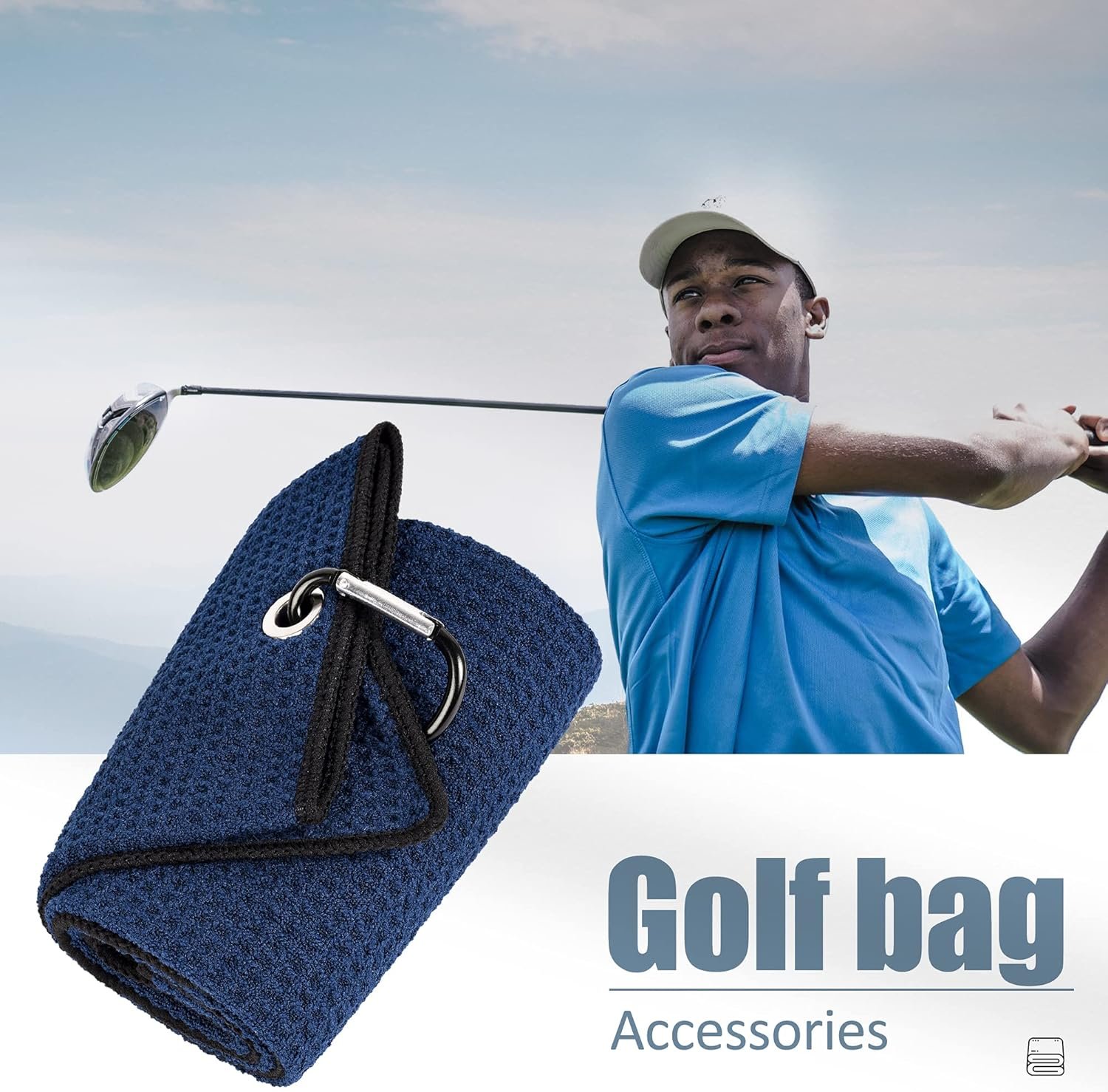 Mile High Life Tri-fold Golf Towel | Premium Microfiber Fabric | Waffle Pattern | with Heavy Duty Carabiner Clip | Golf Towel for Men and Women (NavyGolf Towel) 7 Mile High Life Tri-fold Golf Towel | Premium Microfiber Fabric | Waffle Pattern | with Heavy Duty Carabiner Clip | Golf Towel for Men and Women (NavyGolf Towel) - Image 7