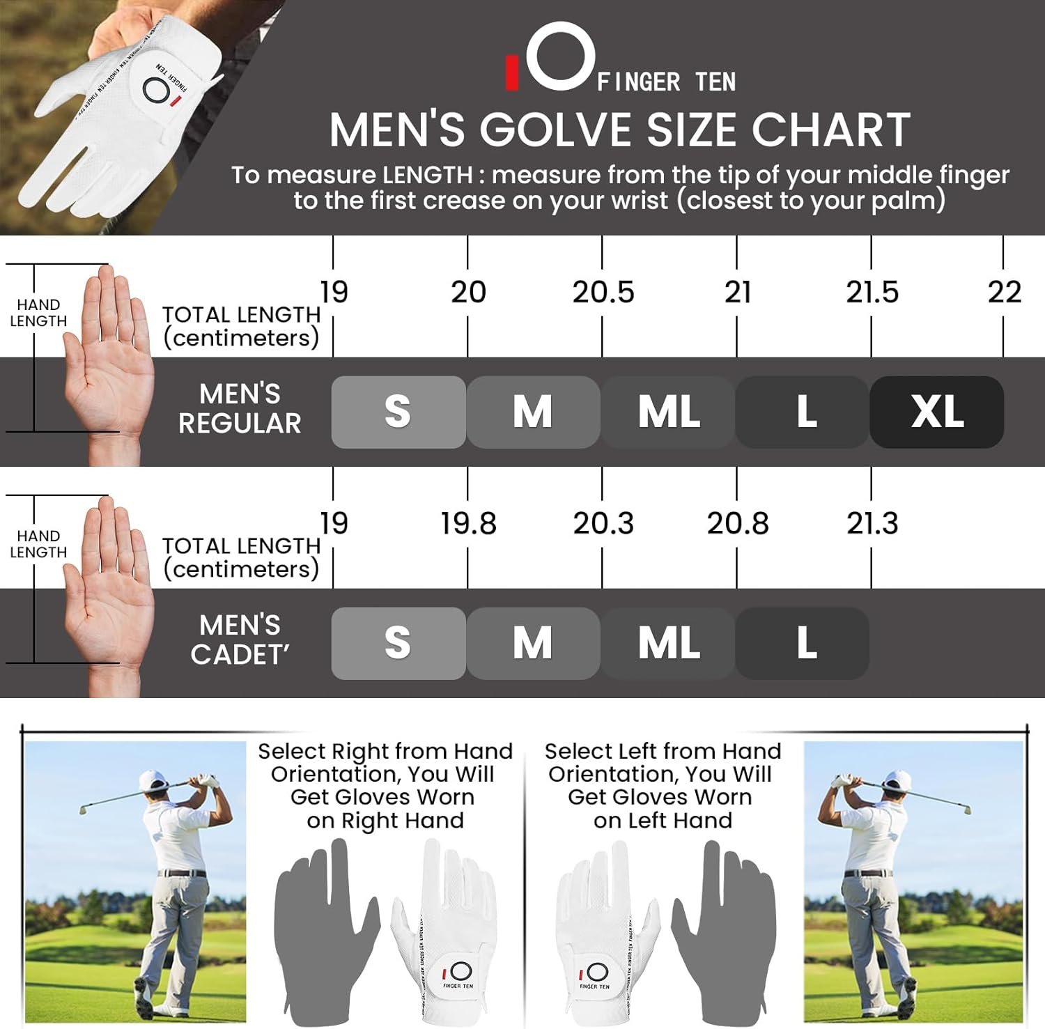 FINGER TEN Golf Gloves Men Right Left Handed Golfer Mens Glove RainGrip Hot Wet Weather Value 6 Pack, All Weather in Small Medium M/Large Large XL XXL 3XL 6 FINGER TEN Golf Gloves Men Right Left Handed Golfer Mens Glove RainGrip Hot Wet Weather Value 6 Pack, All Weather in Small Medium M/Large Large XL XXL 3XL - Image 6