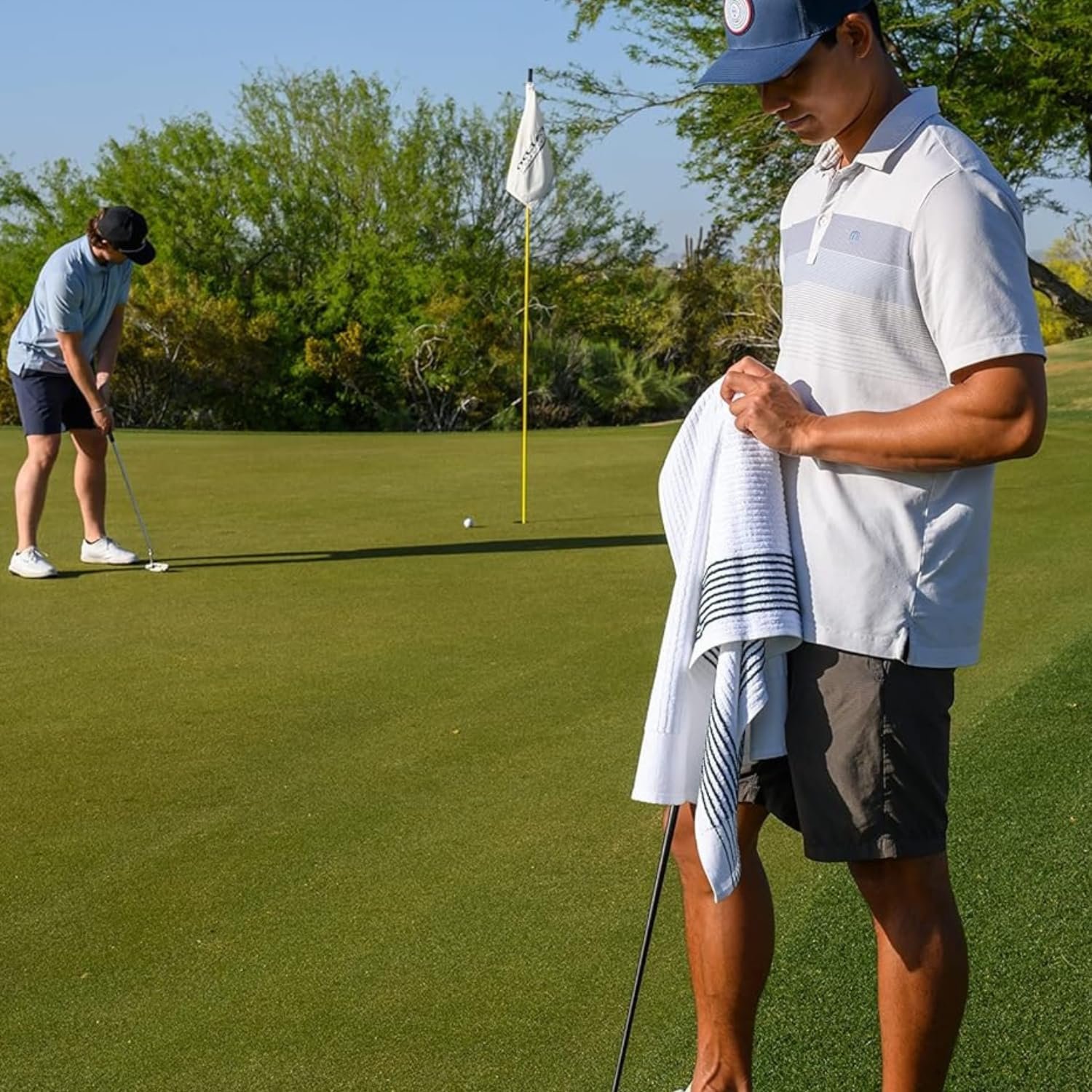 Devant Sports Towels Extra Large Caddy Golf Towel, White/Navy Stripes 6 Devant Sports Towels Extra Large Caddy Golf Towel, White/Navy Stripes - Image 6