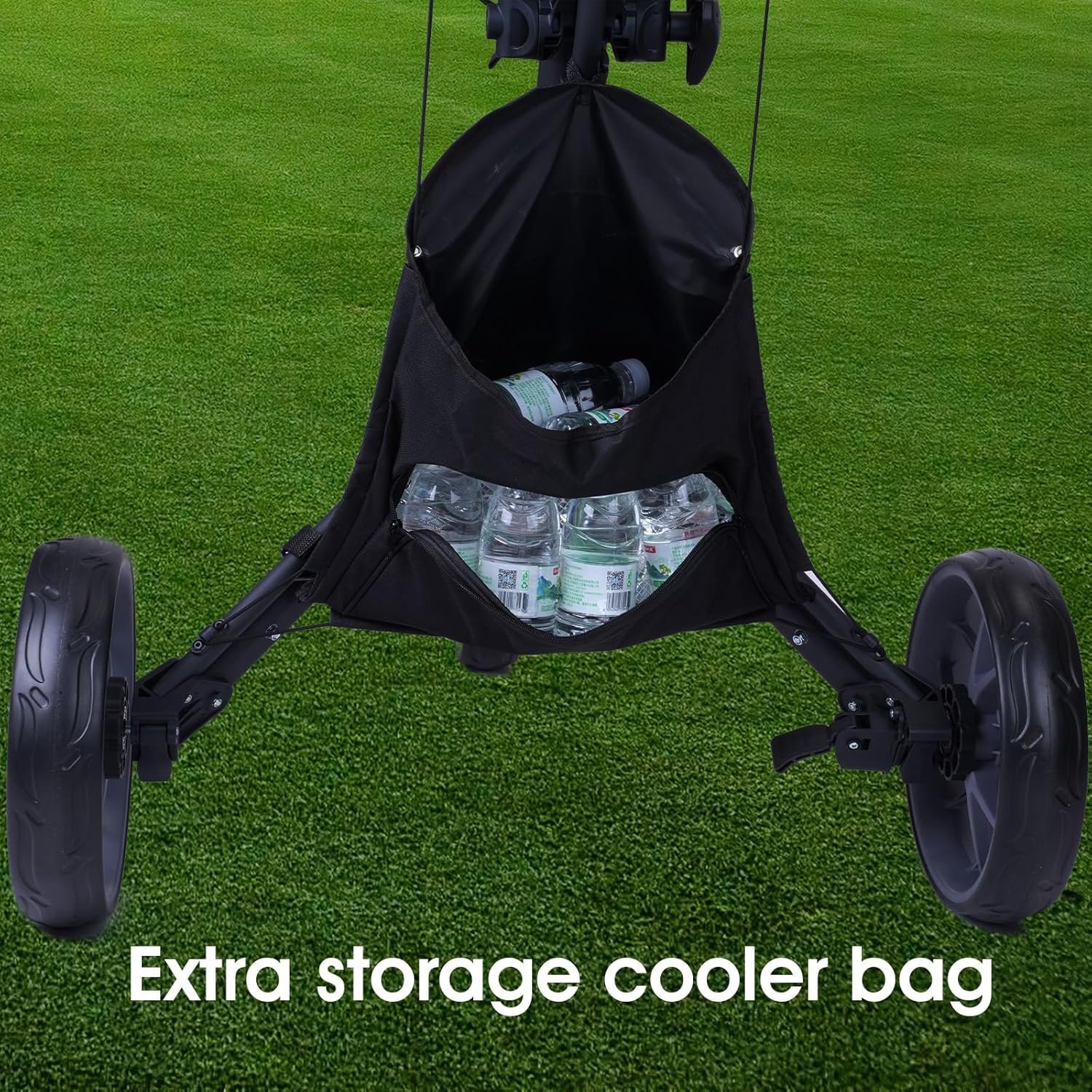 DRUIDS 3 Wheel Golf Push Cart : Lightweight Compact Golf Walking Cart with Cooler, Flat Fold Golf Trolley with Brake, Pull Behind Manual Golf Caddy with Cup Umbrella Holder 3 DRUIDS 3 Wheel Golf Push Cart : Lightweight Compact Golf Walking Cart with Cooler, Flat Fold Golf Trolley with Brake, Pull Behind Manual Golf Caddy with Cup Umbrella Holder - Image 3