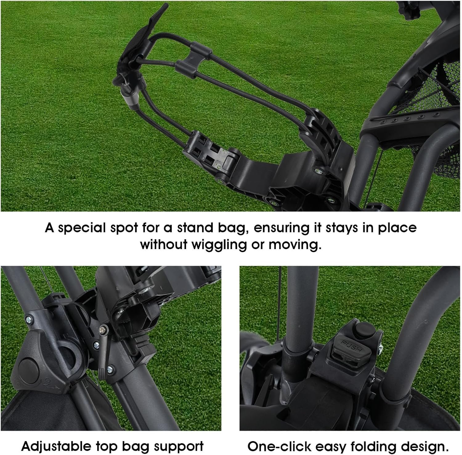 DRUIDS 3 Wheel Golf Push Cart : Lightweight Compact Golf Walking Cart with Cooler, Flat Fold Golf Trolley with Brake, Pull Behind Manual Golf Caddy with Cup Umbrella Holder 5 DRUIDS 3 Wheel Golf Push Cart : Lightweight Compact Golf Walking Cart with Cooler, Flat Fold Golf Trolley with Brake, Pull Behind Manual Golf Caddy with Cup Umbrella Holder - Image 5