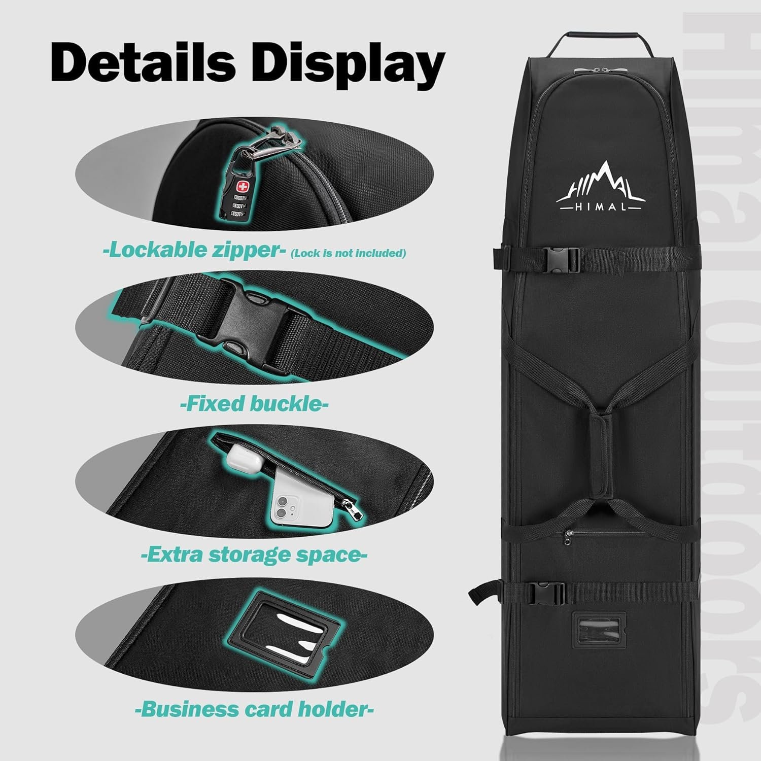 Himal Outdoors Soft-Sided Golf Travel Bag with Wheels - Heavy Duty 600D Polyester Oxford Wear-Resistant, Excellent Zipper Universal Size 4 Himal Outdoors Soft-Sided Golf Travel Bag with Wheels - Heavy Duty 600D Polyester Oxford Wear-Resistant, Excellent Zipper Universal Size - Image 4