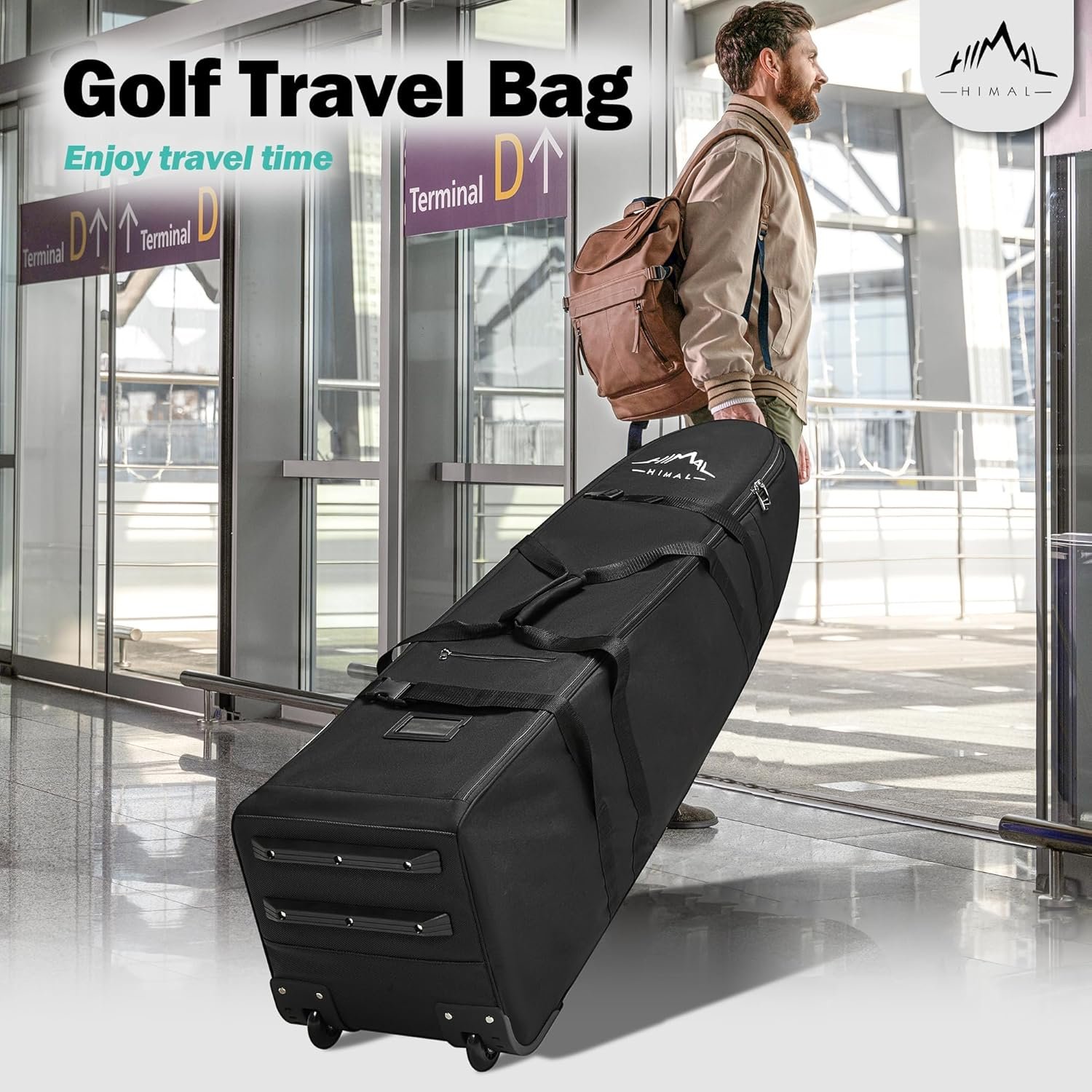 Himal Outdoors Soft-Sided Golf Travel Bag with Wheels - Heavy Duty 600D Polyester Oxford Wear-Resistant, Excellent Zipper Universal Size 7 Himal Outdoors Soft-Sided Golf Travel Bag with Wheels - Heavy Duty 600D Polyester Oxford Wear-Resistant, Excellent Zipper Universal Size - Image 7
