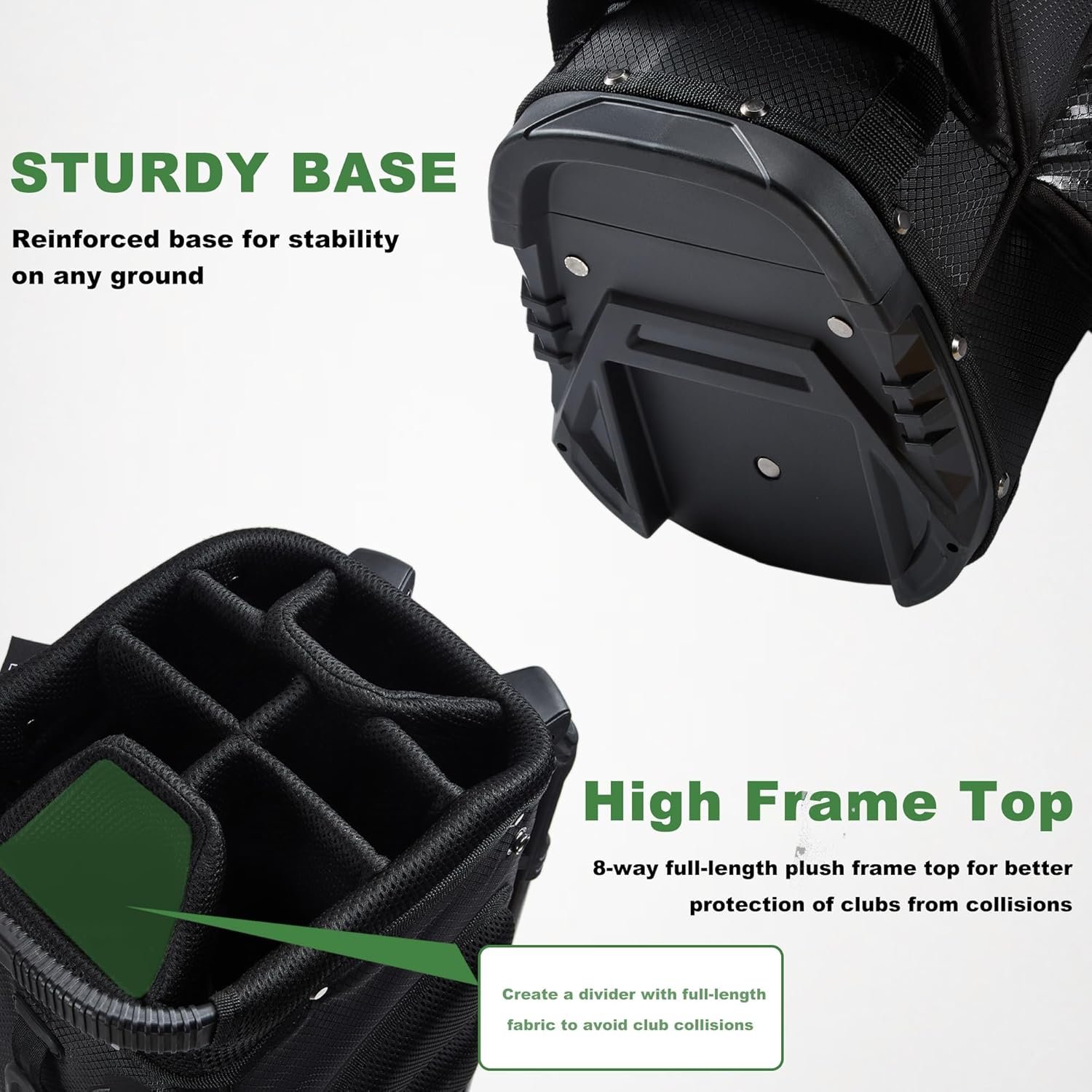 Golf Stand Bag with 8 Way Top Dividers, Golf Bags for Men Women, Lightweight Club Bags with Multiple Pockets, Dual Straps 3 Golf Stand Bag with 8 Way Top Dividers, Golf Bags for Men Women, Lightweight Club Bags with Multiple Pockets, Dual Straps - Image 3