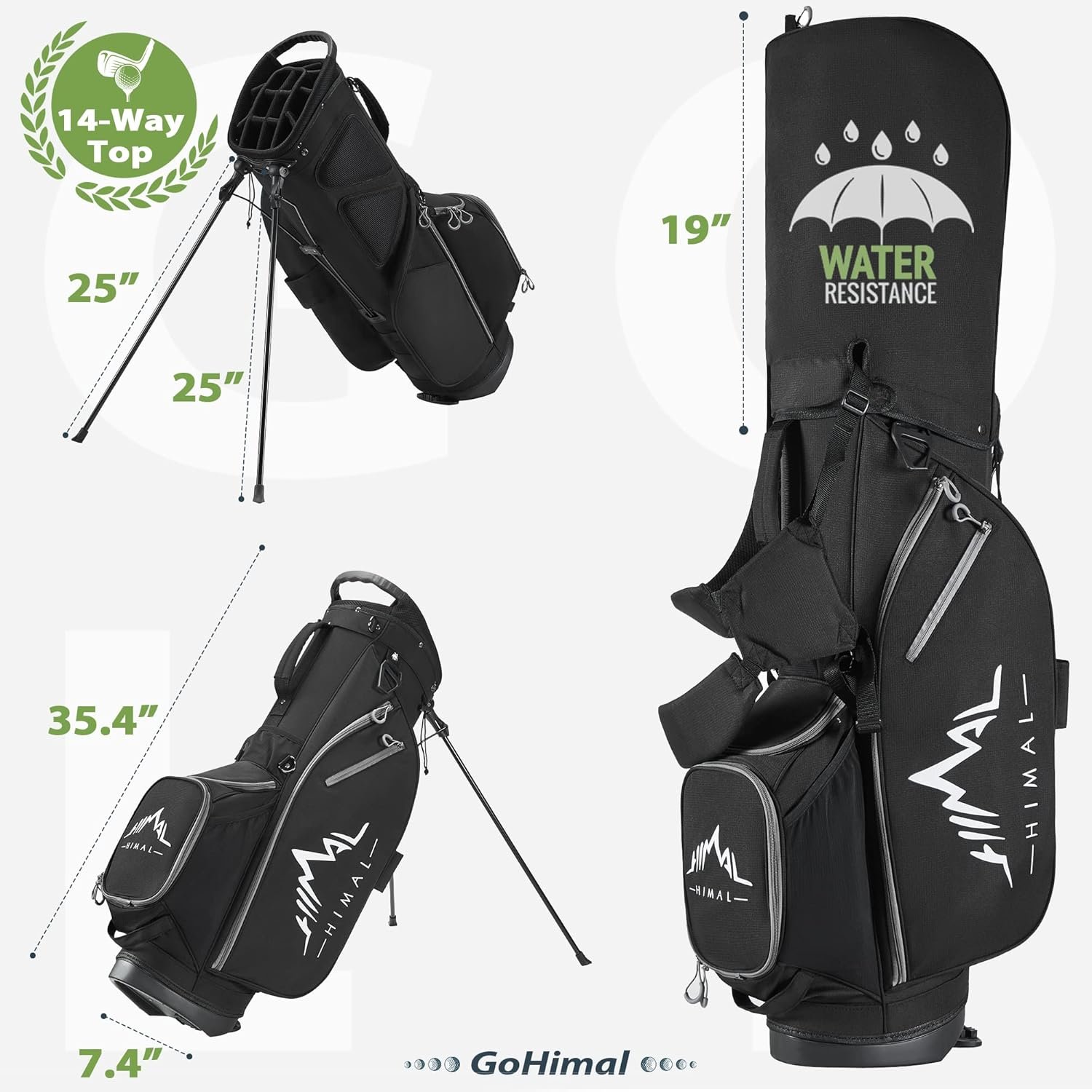 14-Way Golf Stand Bag, Golf Bag with Stand - Lightweight Durable Club Bag for Men & Women 5 14-Way Golf Stand Bag, Golf Bag with Stand - Lightweight Durable Club Bag for Men & Women - Image 5